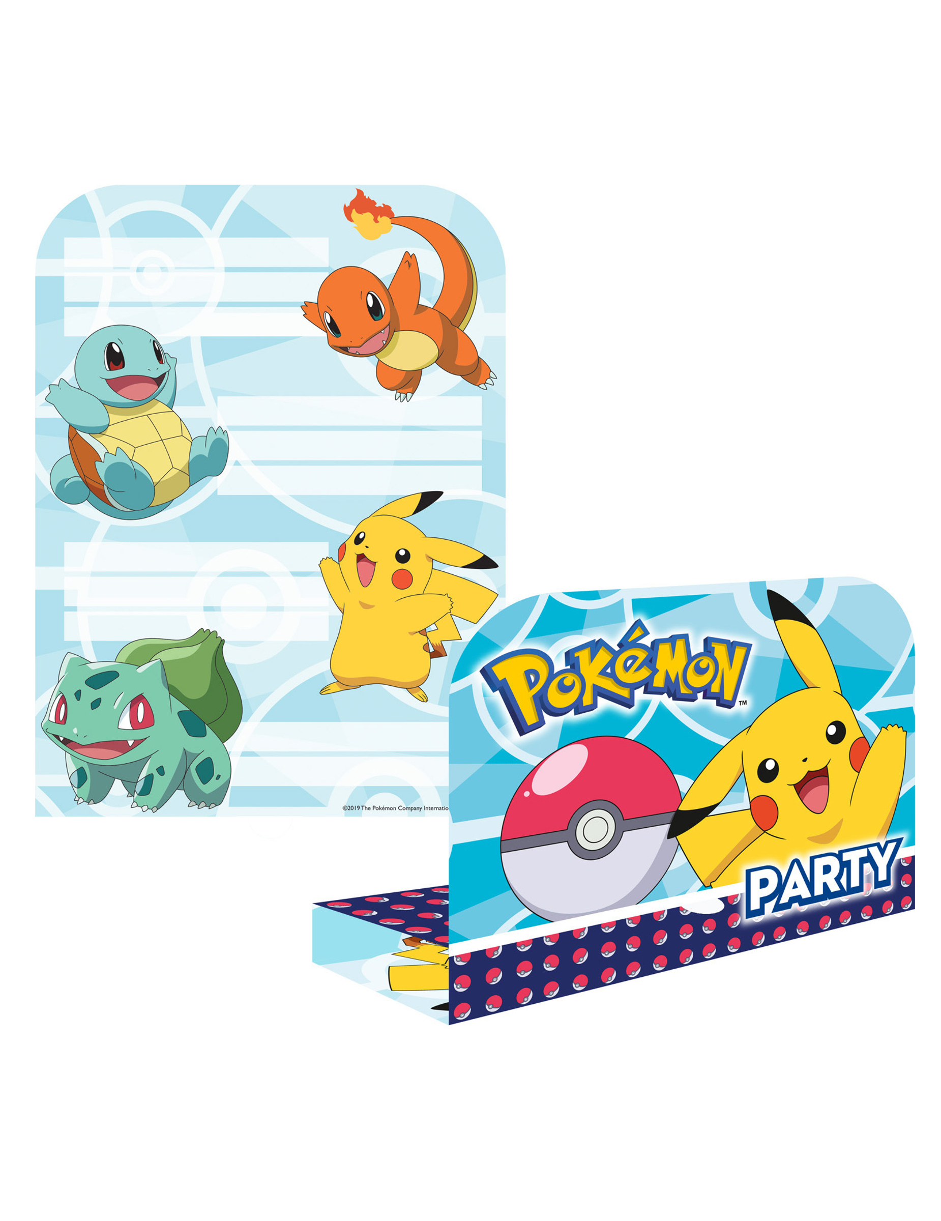 8 Invitations et Enveloppes Pokémon