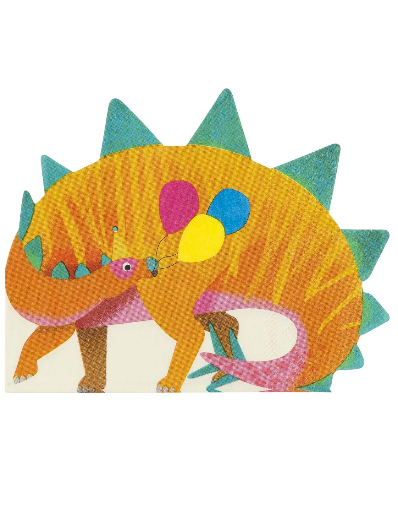 16 Serviettes en papier forme dinosaure orange
