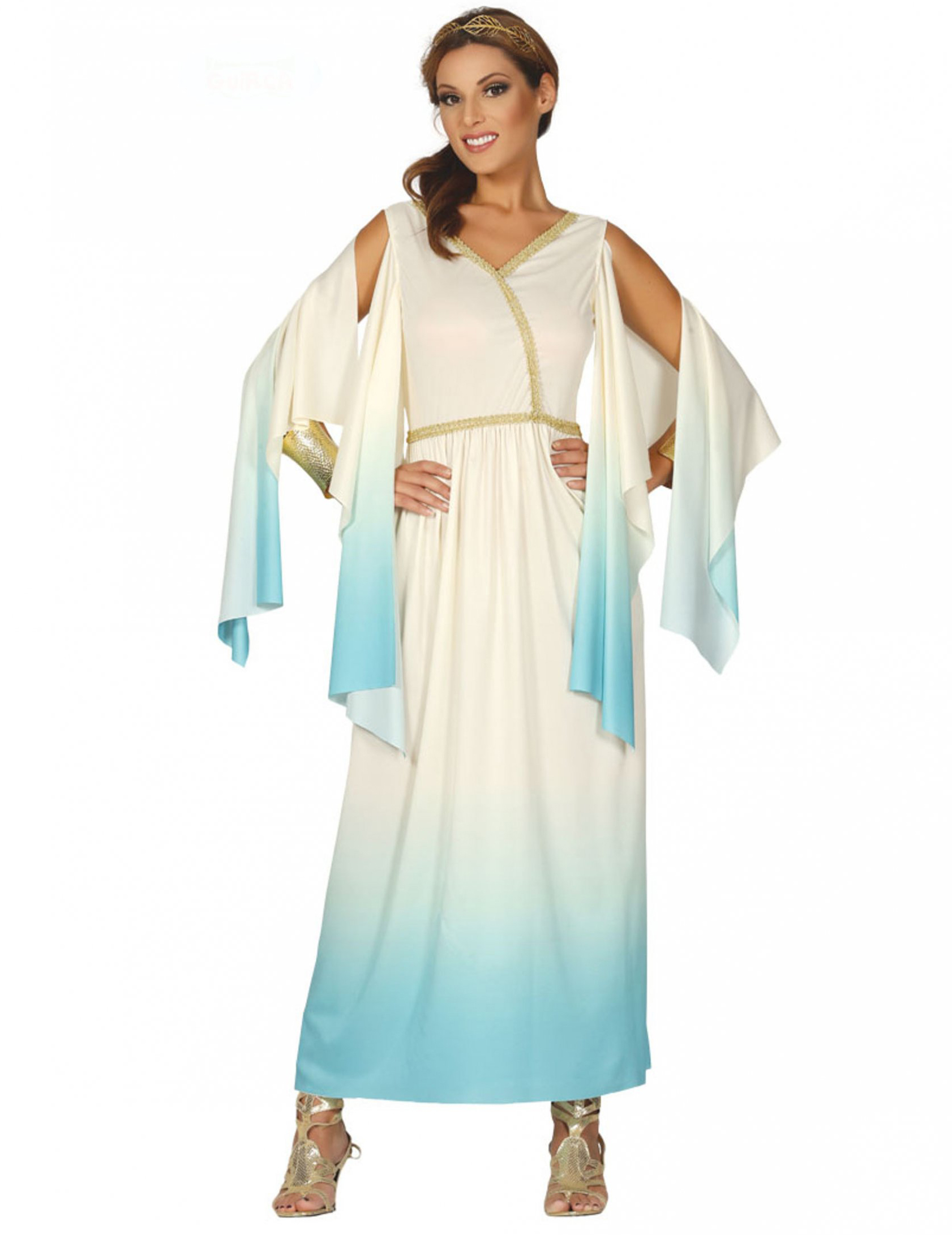 Déguisement déesse grec blanc et bleu femme