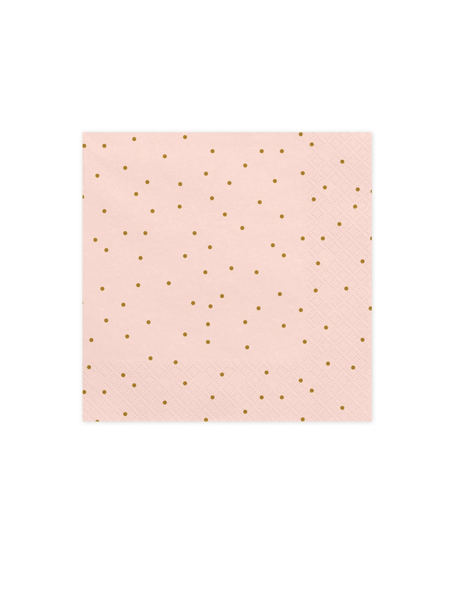 20 Serviettes en papier roses pâles à pois dorés 33 x 33 cm
