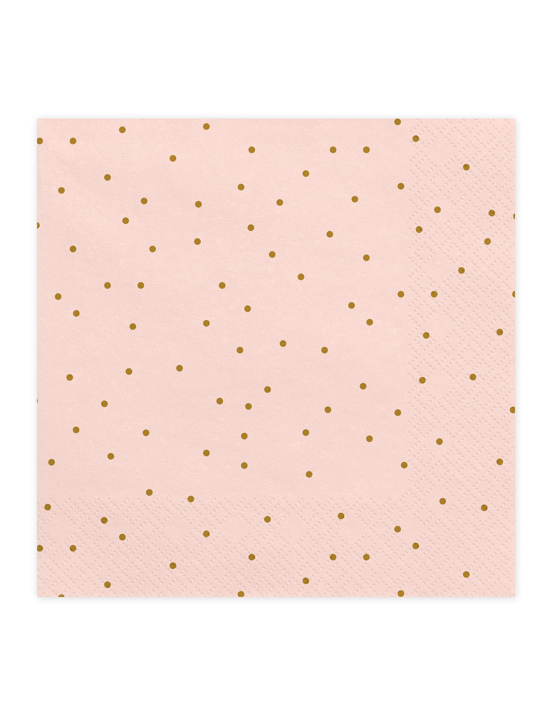 20 Serviettes en papier roses pâles à pois dorés 33 x 33 cm