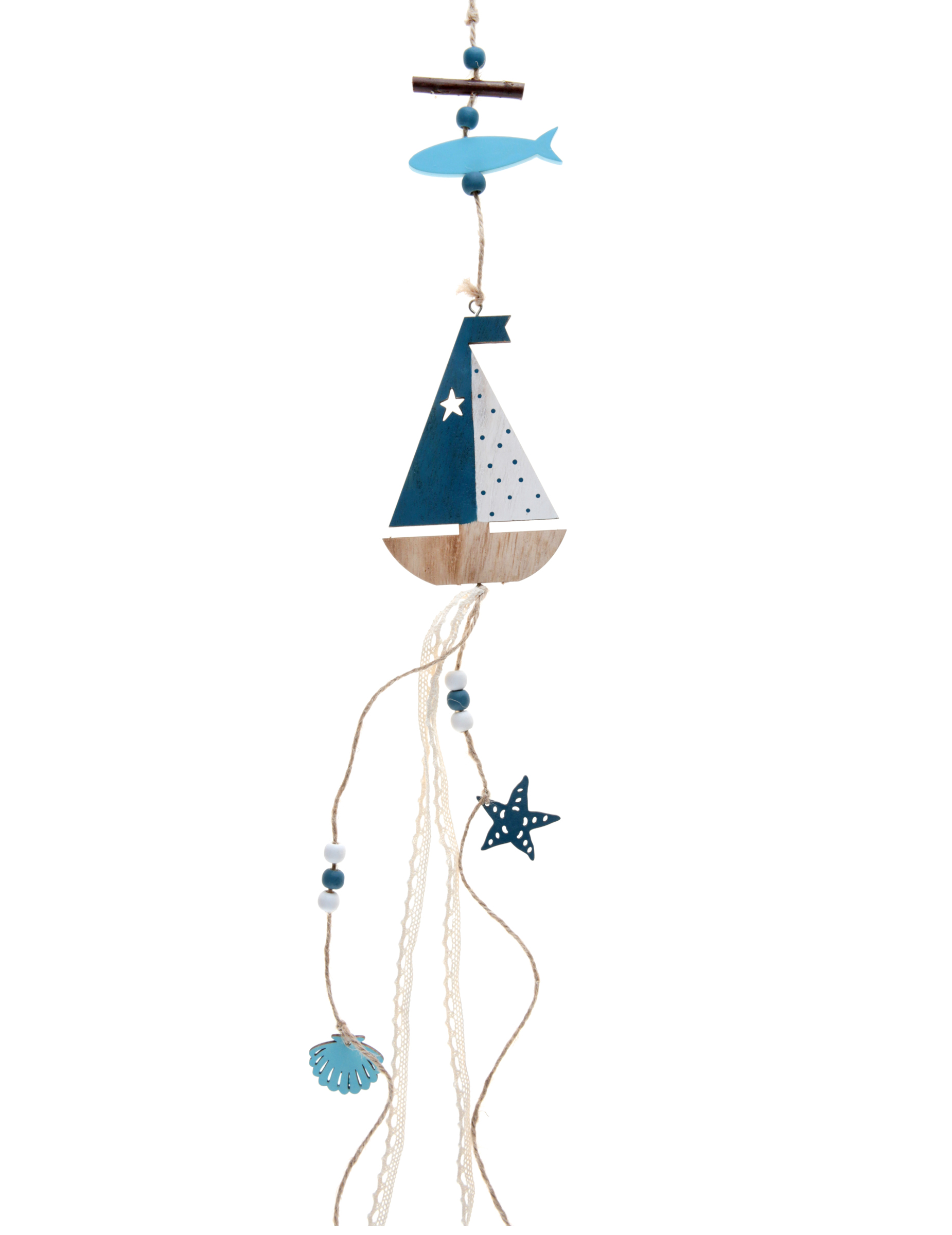 Suspension en bois et cordon Bord de mer 8,5 x 71 cm