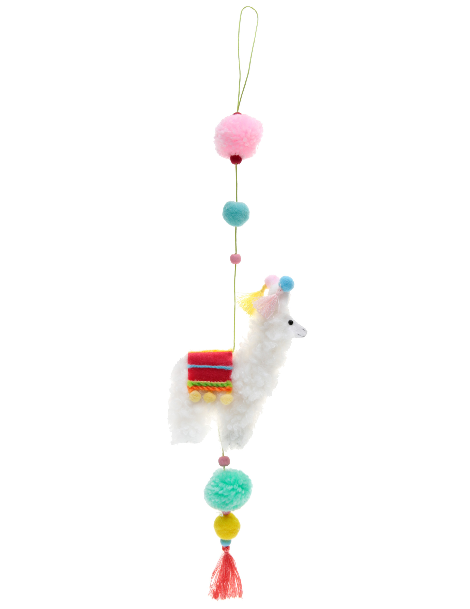 Suspension Lama avec pompons 12 x 51 cm