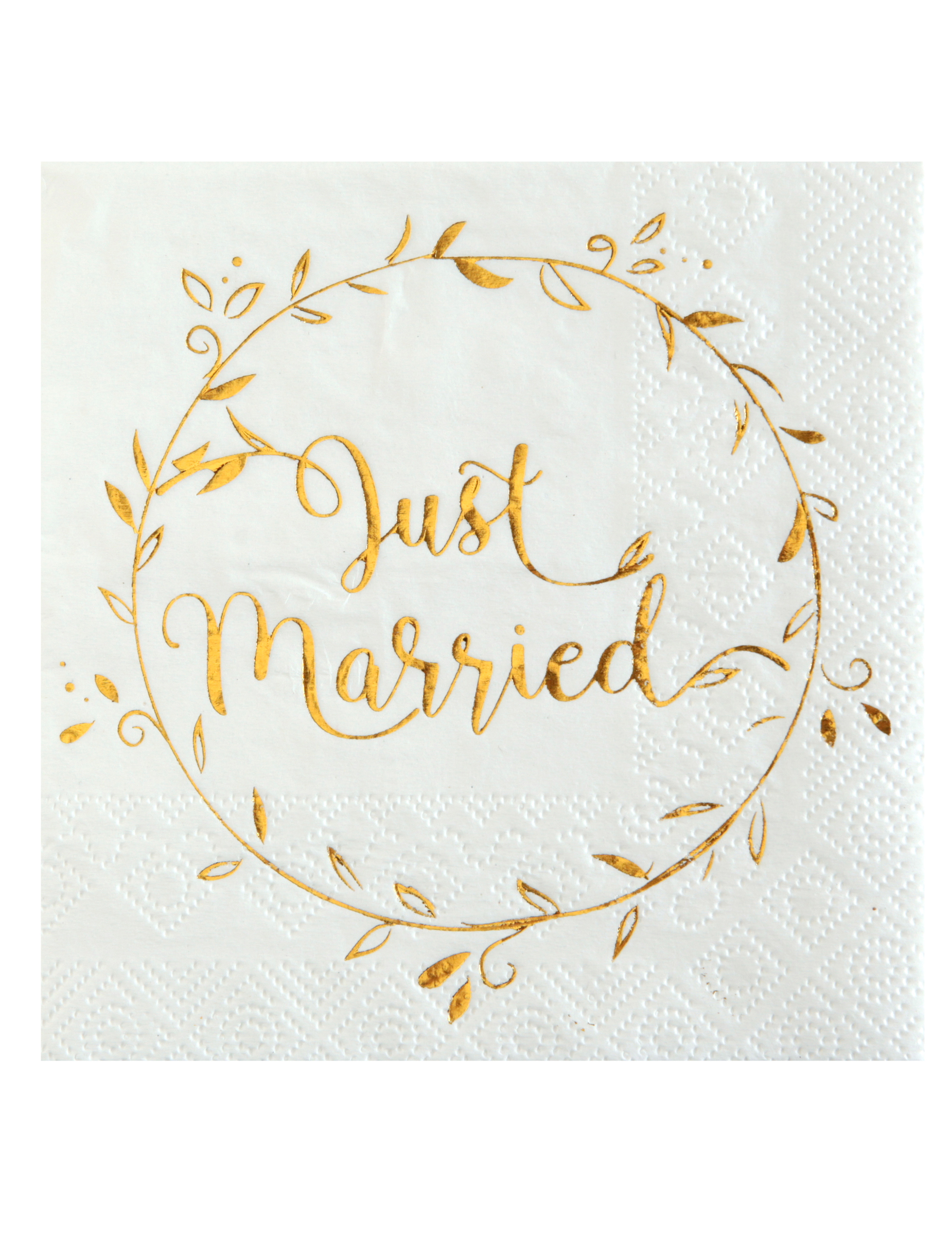 20 Petites serviettes en papier Just Married métallisées 25 x 25 cm