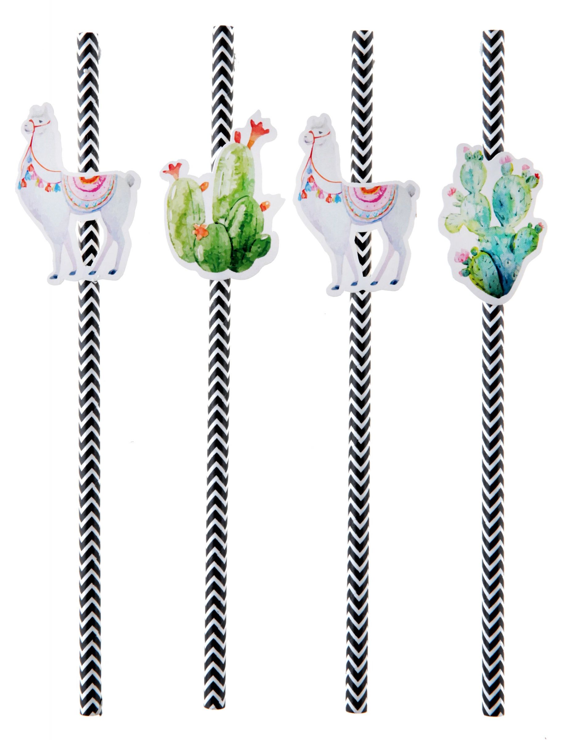 8 Pailles en papier Lama Péruvien 20 cm
