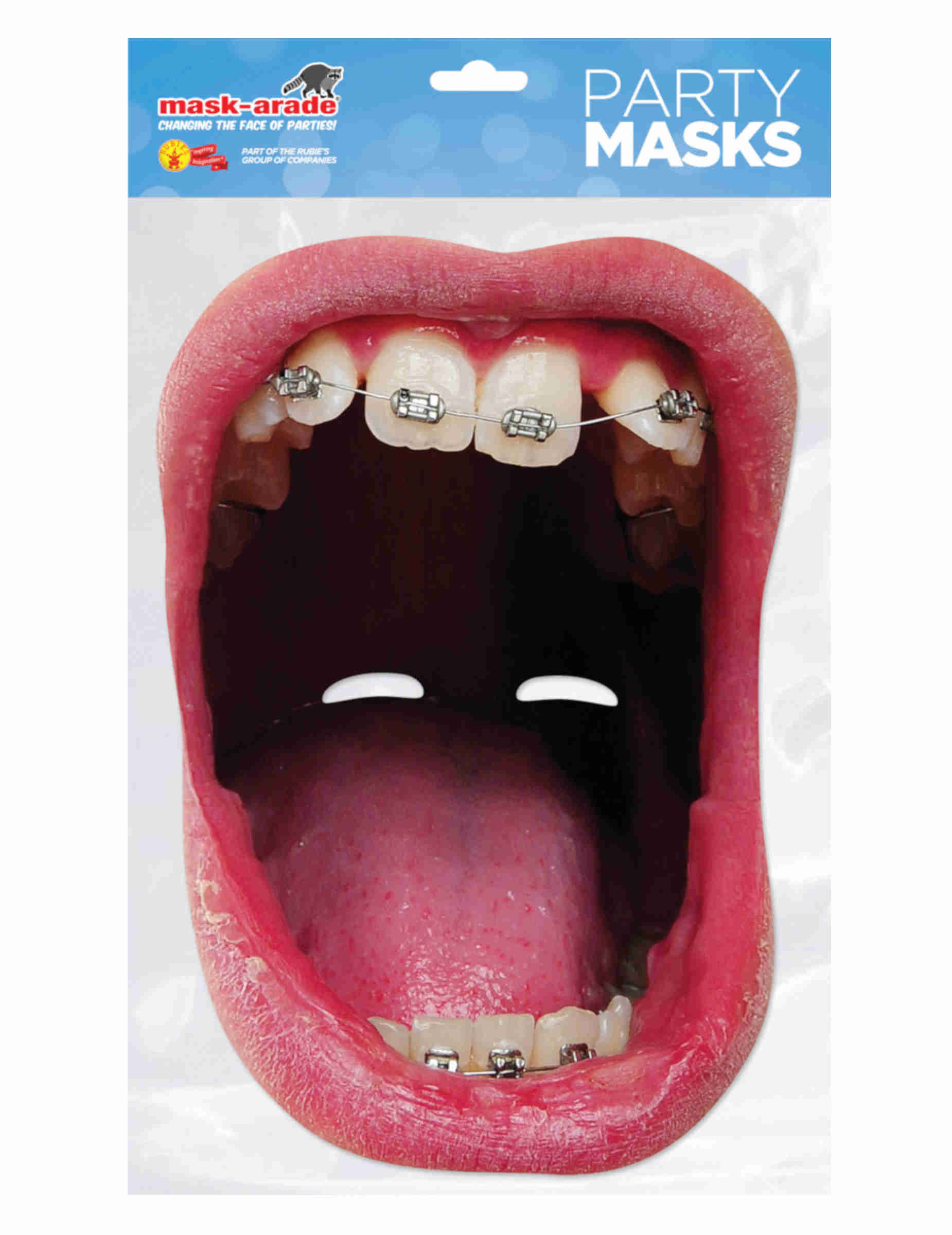 Masque en carton bouche géante appareil dentaire adulte