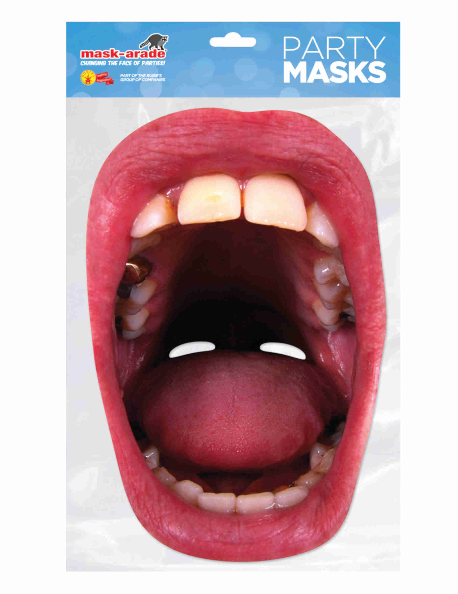 Masque en carton bouche géante dents carriés adulte