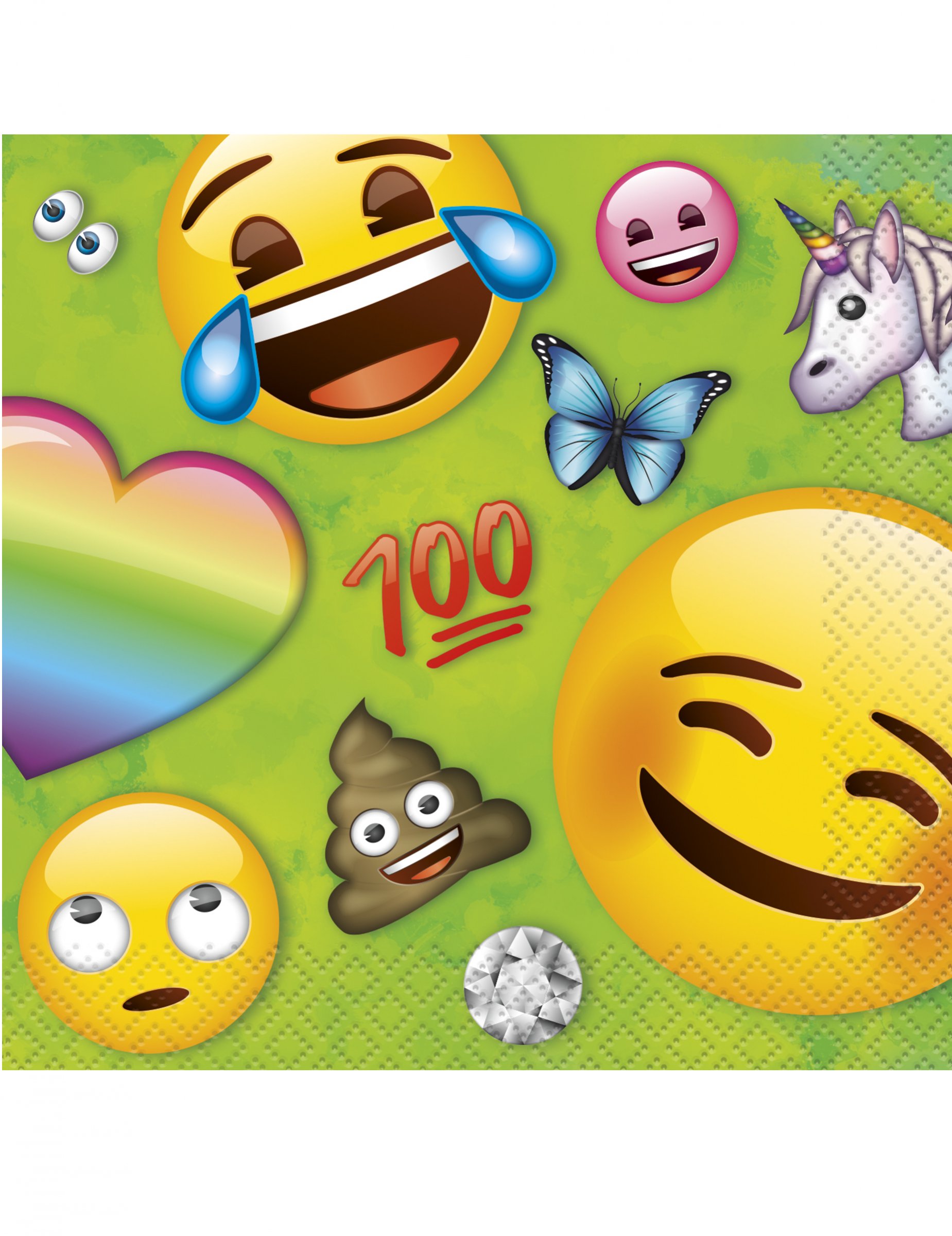 16 Petites serviettes en papier Emoji Rainbow 25 x 25 cm