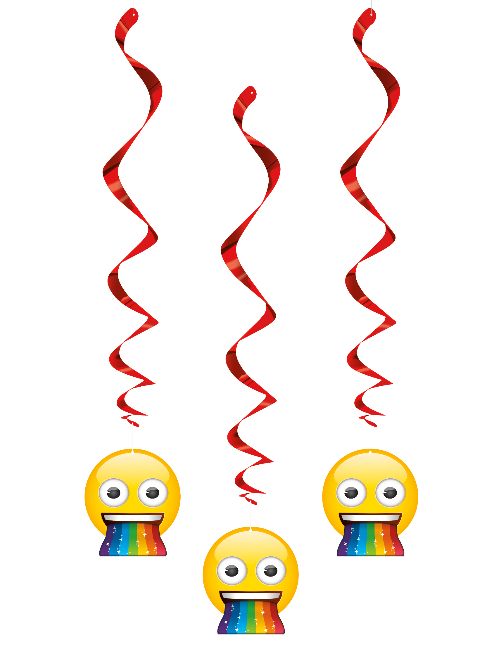 3 Suspensions en spirales Emoji Rainbow 66 cm