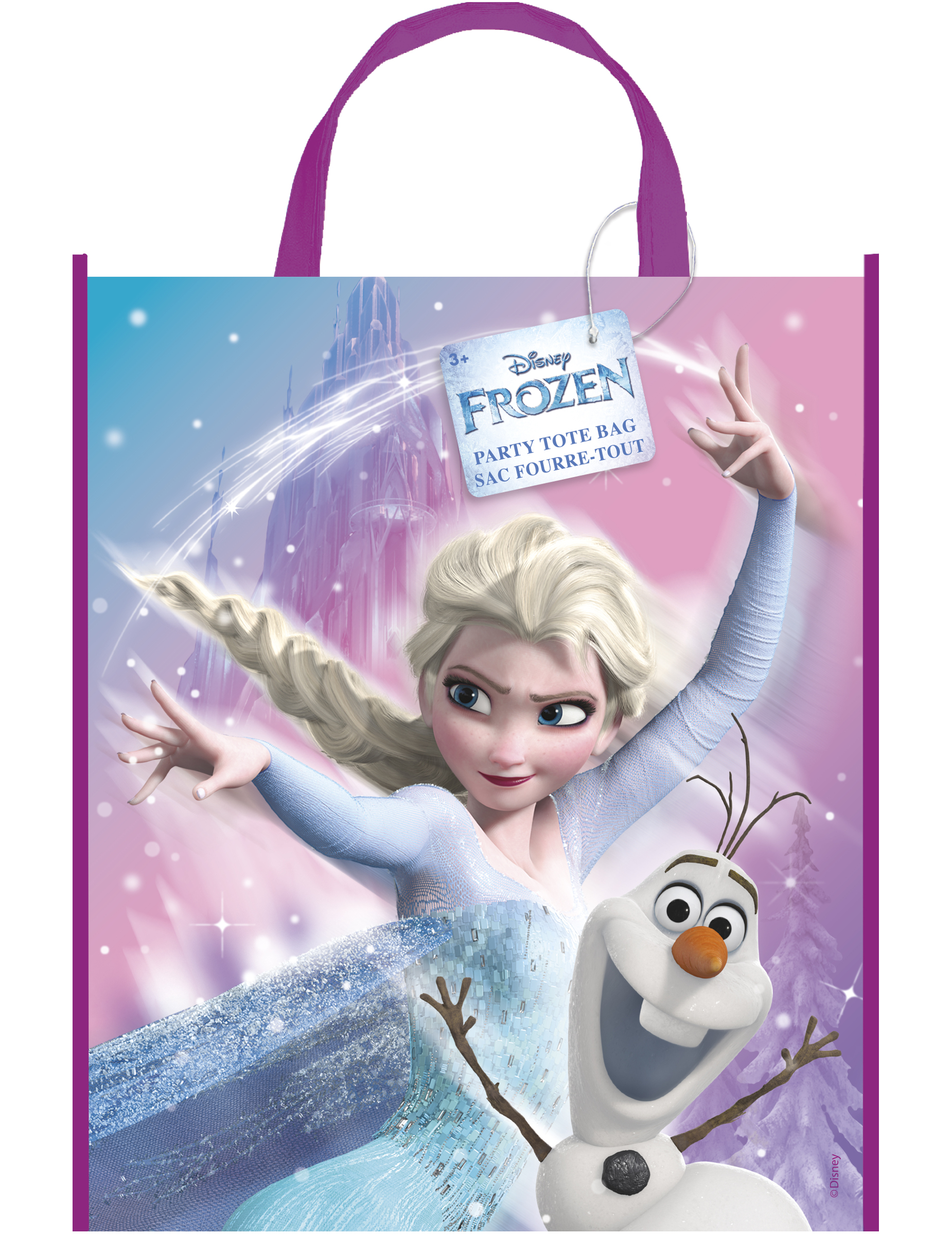 Sac cadeau en plastique La Reine des Neiges et Olaf 33 x 27 cm