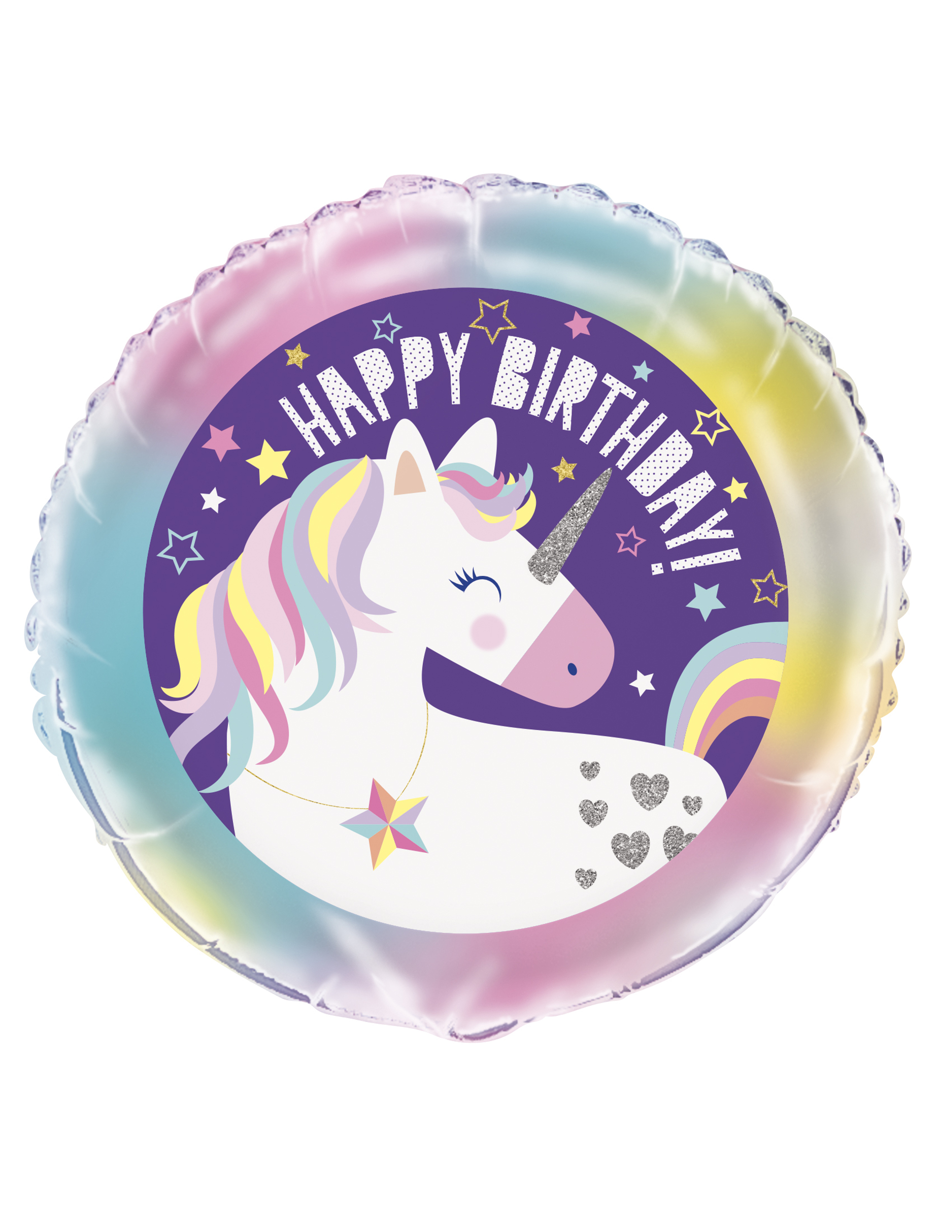 Ballon aluminium happy birthday licorne 45 cm