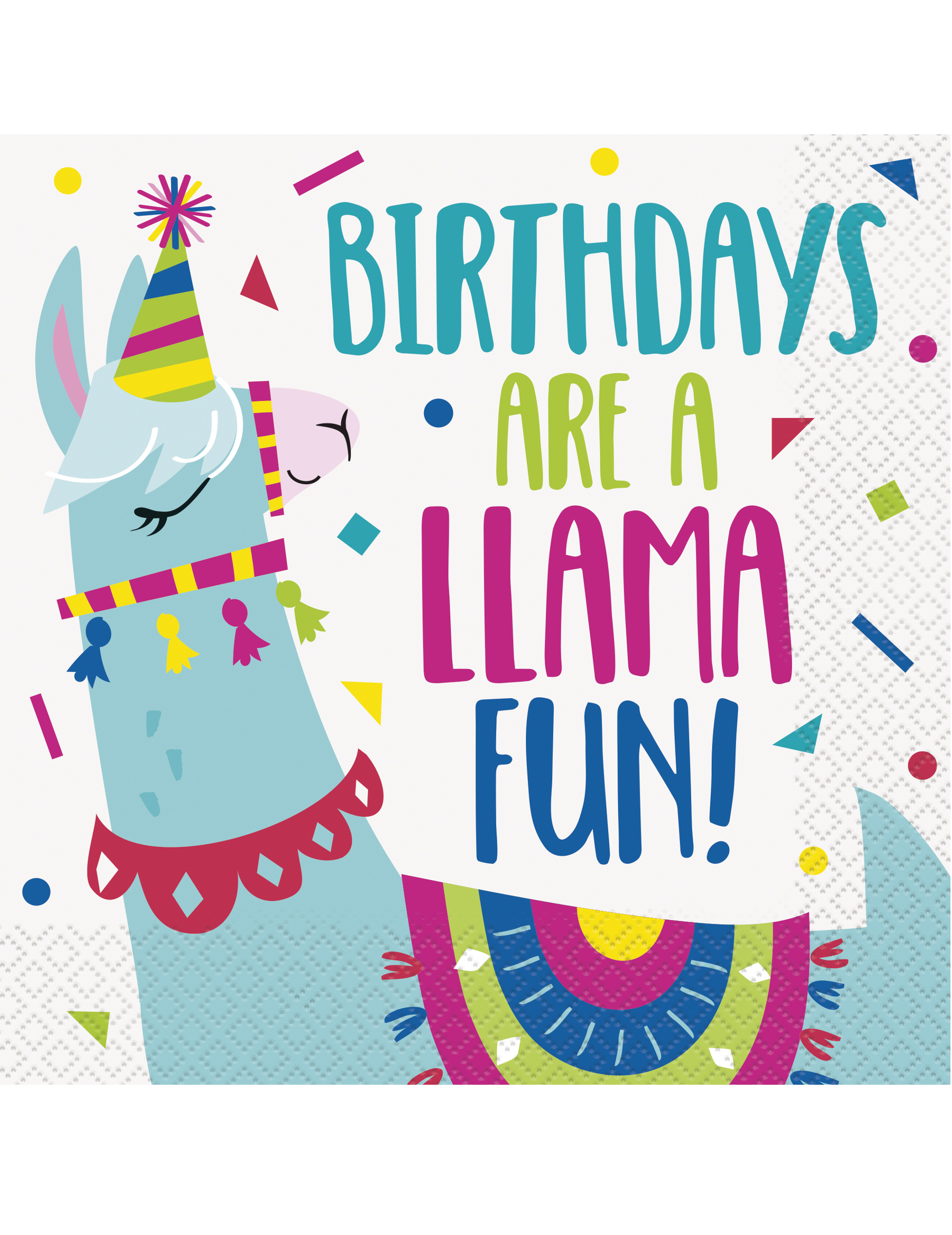 16 Serviettes en papier anniversaire lama 33 x 33 cm