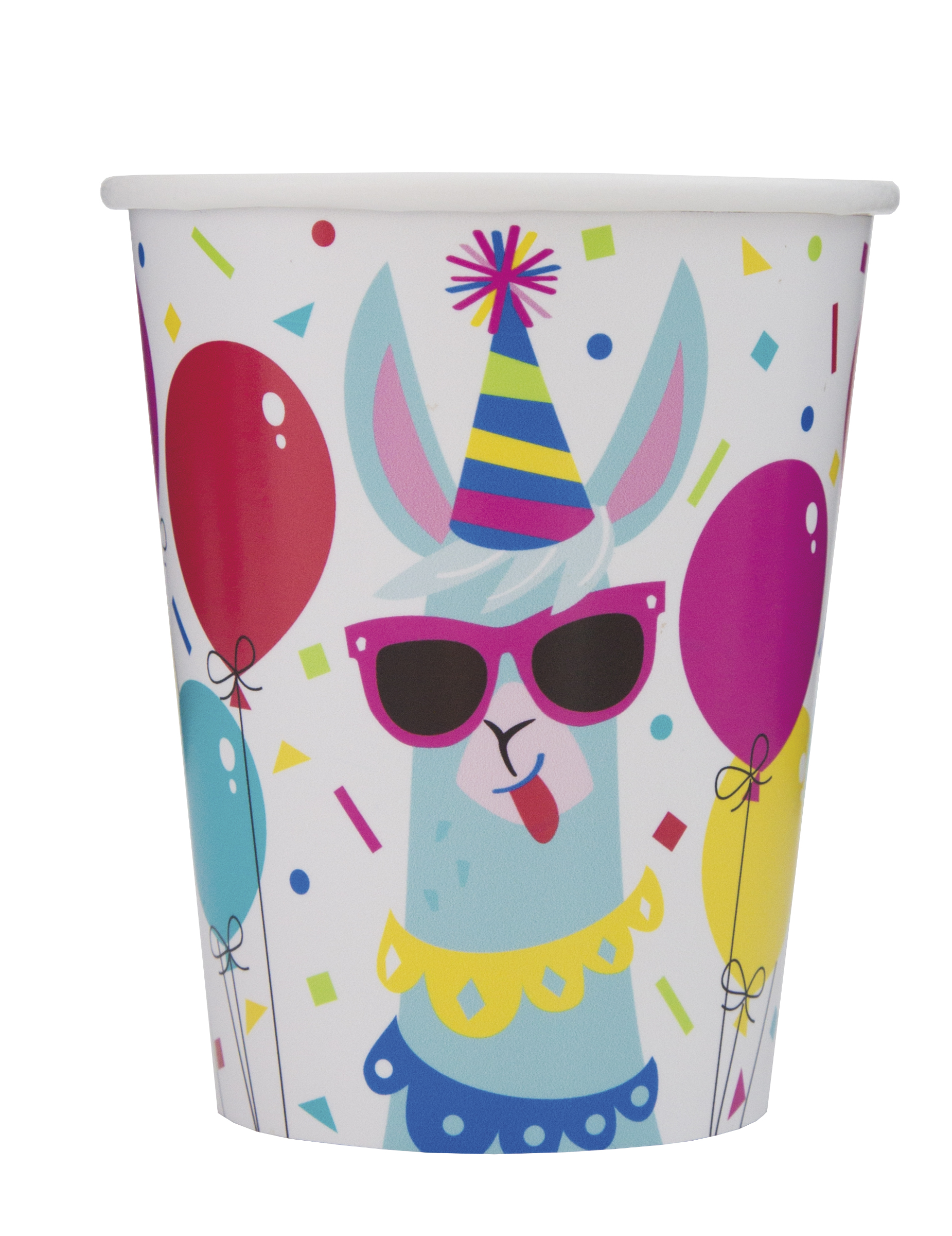 8 Gobelets en carton anniversaire lama 266 ml