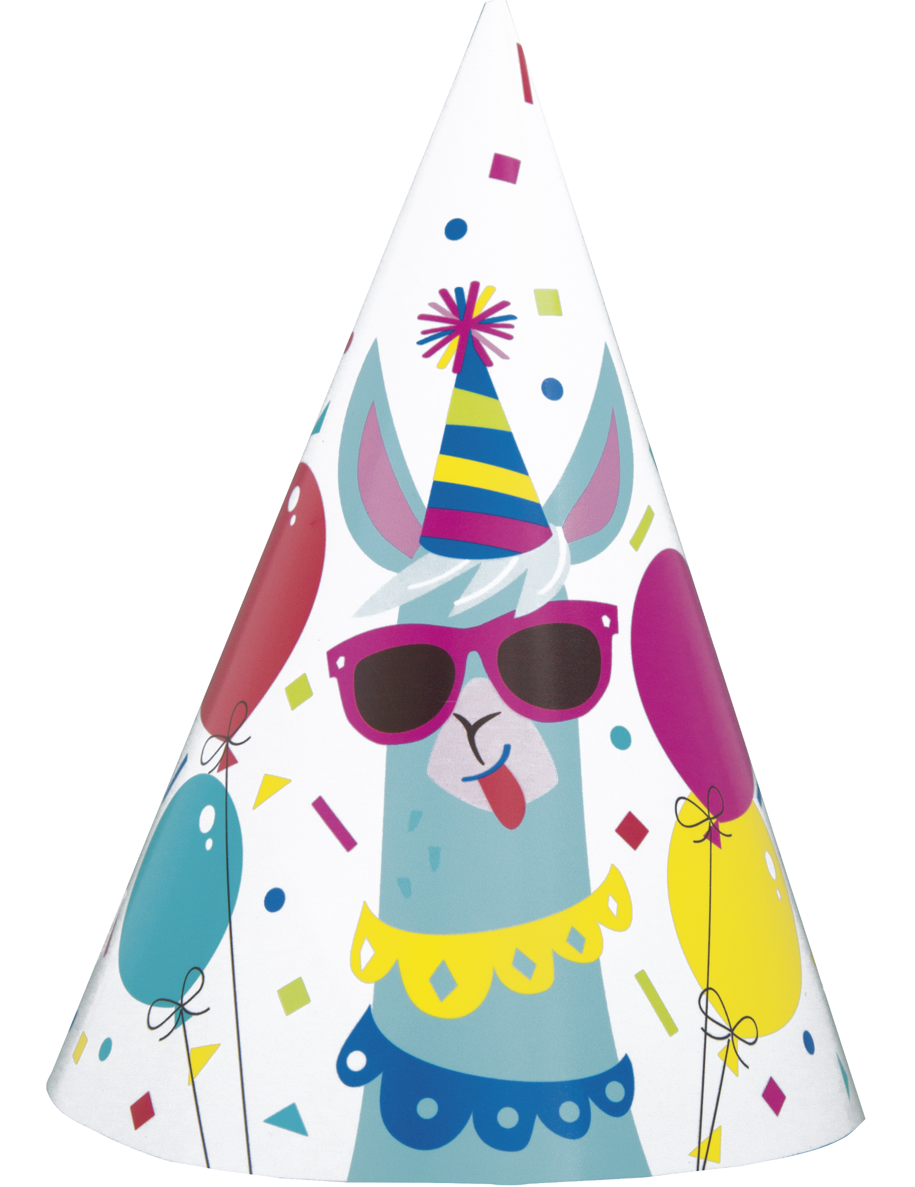 8 Chapeaux de fête en carton anniversaire lama