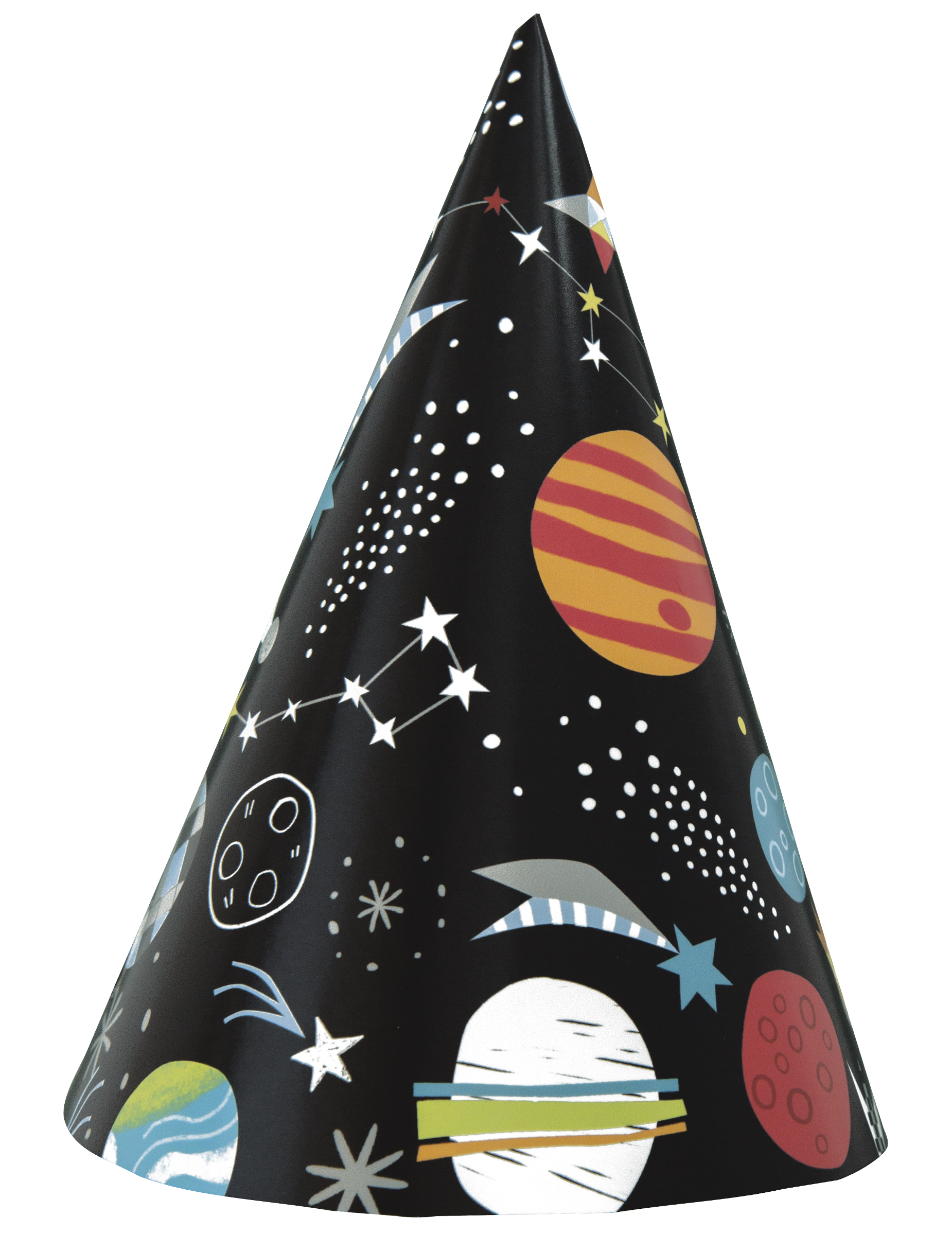 8 Chapeaux de fêtes en carton univers noirs