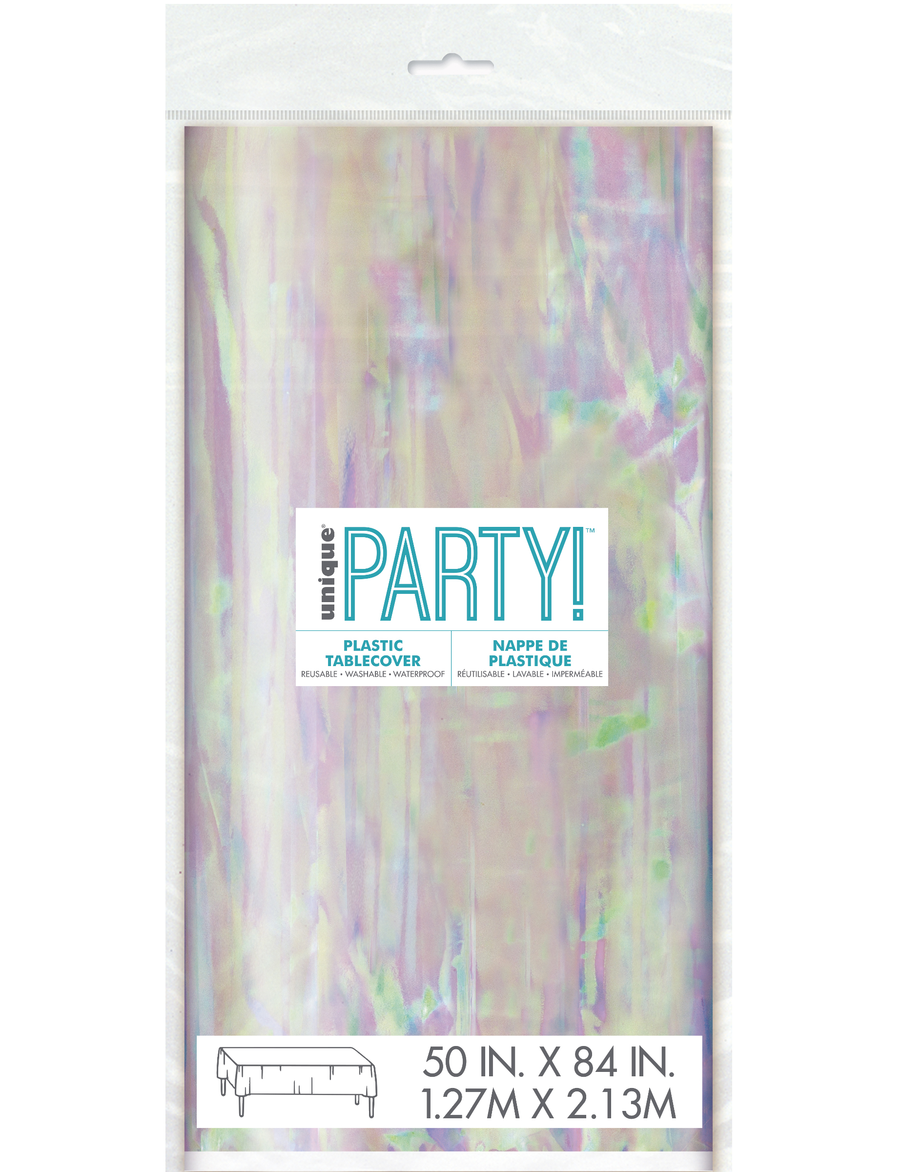 Nappe en plastique iridescente 127 x 213 cm