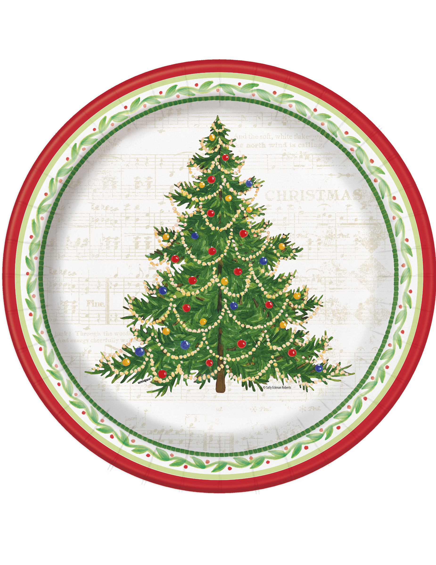 8 Assiettes en carton Arbre de Noël 25 cm