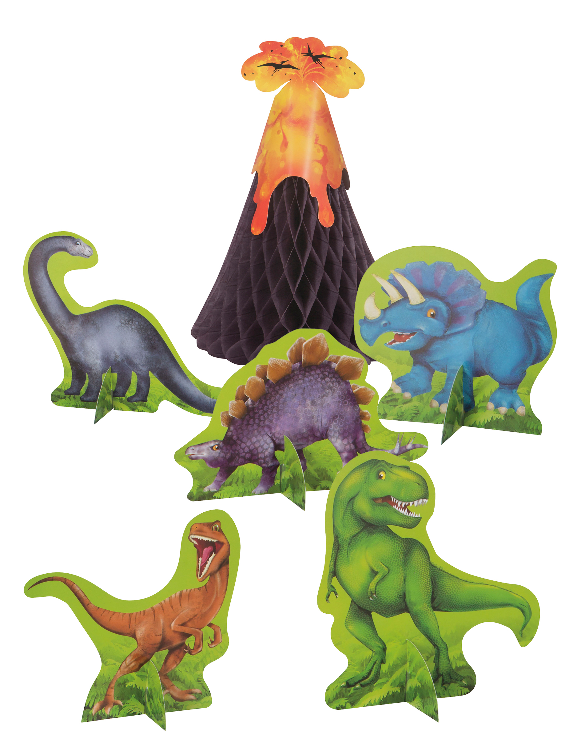 6 Centres de table en papier dinosaures 35,5 cm