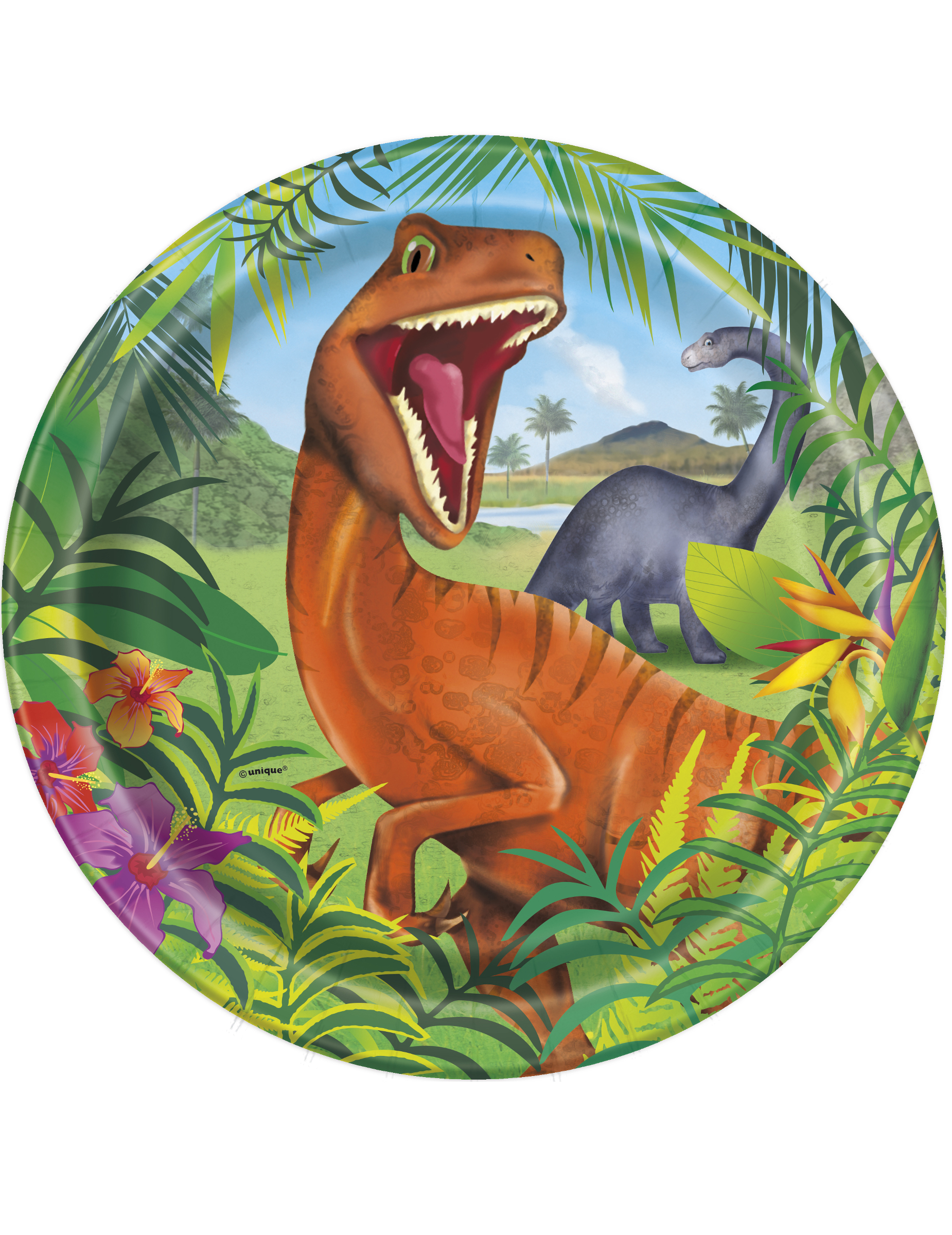 8 Assiettes en carton dinosaures 23 cm