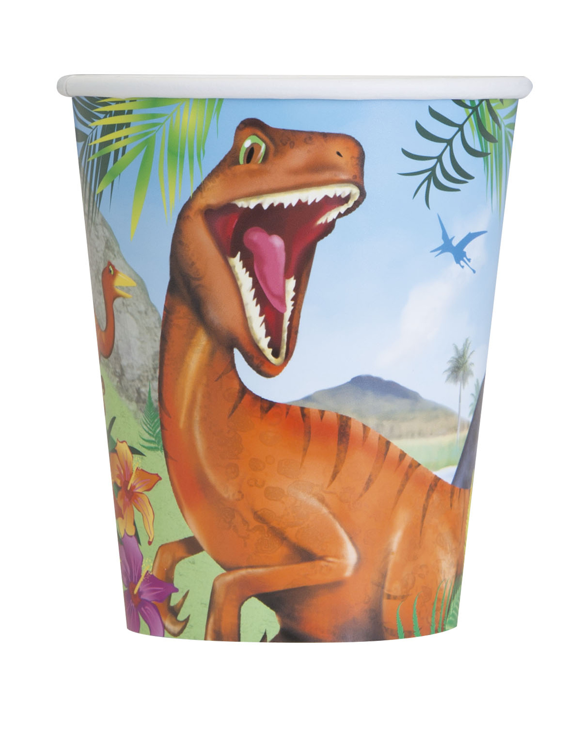 8 Gobelets en carton dinosaures 266 ml