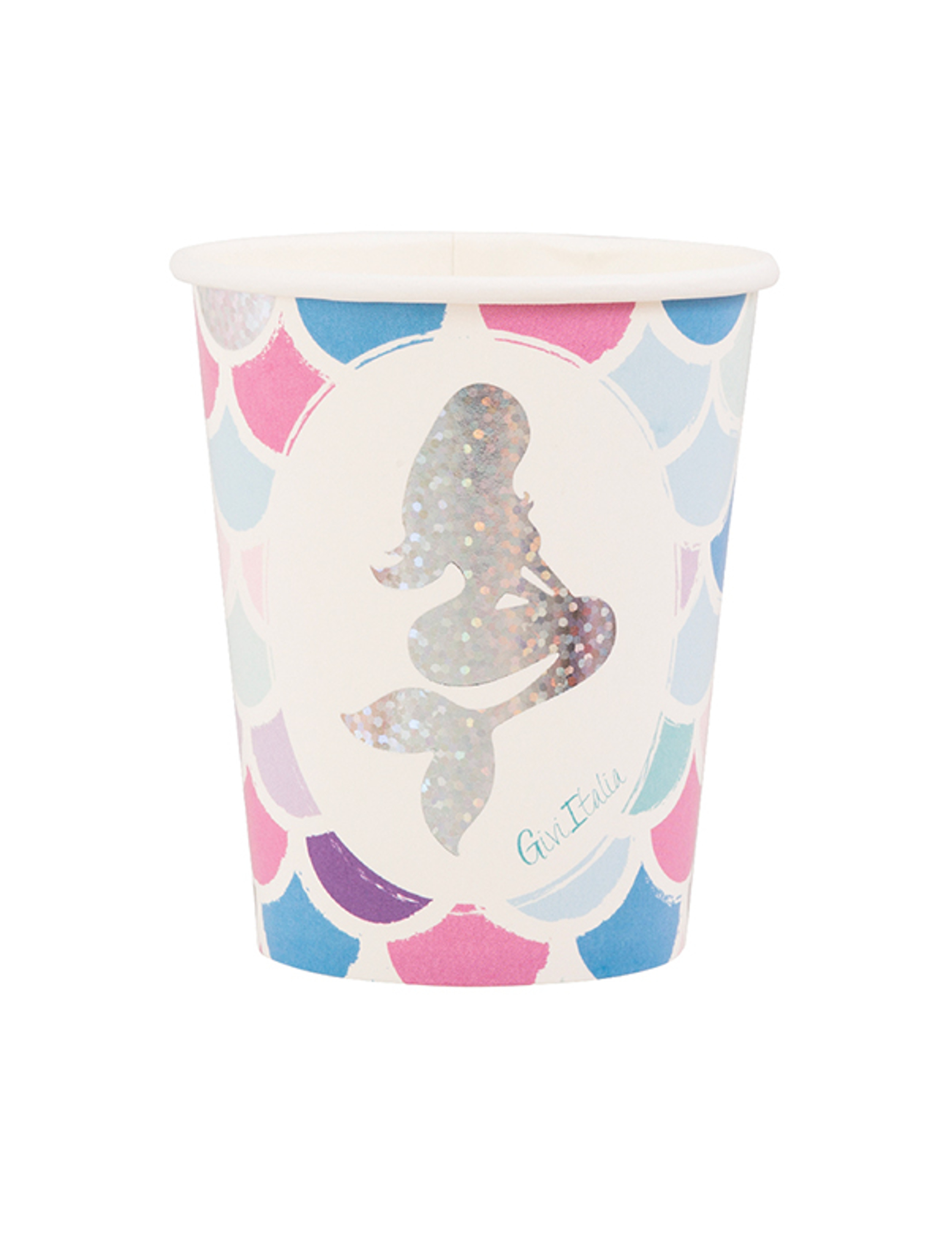 8 Gobelets en carton sirène pailletées 250 ml
