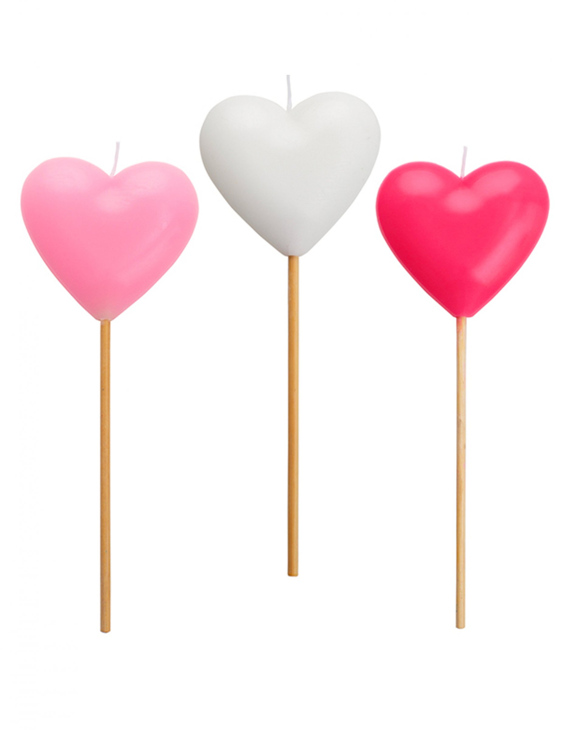 3 Bougies forme c ur rose et blanche 20 cm