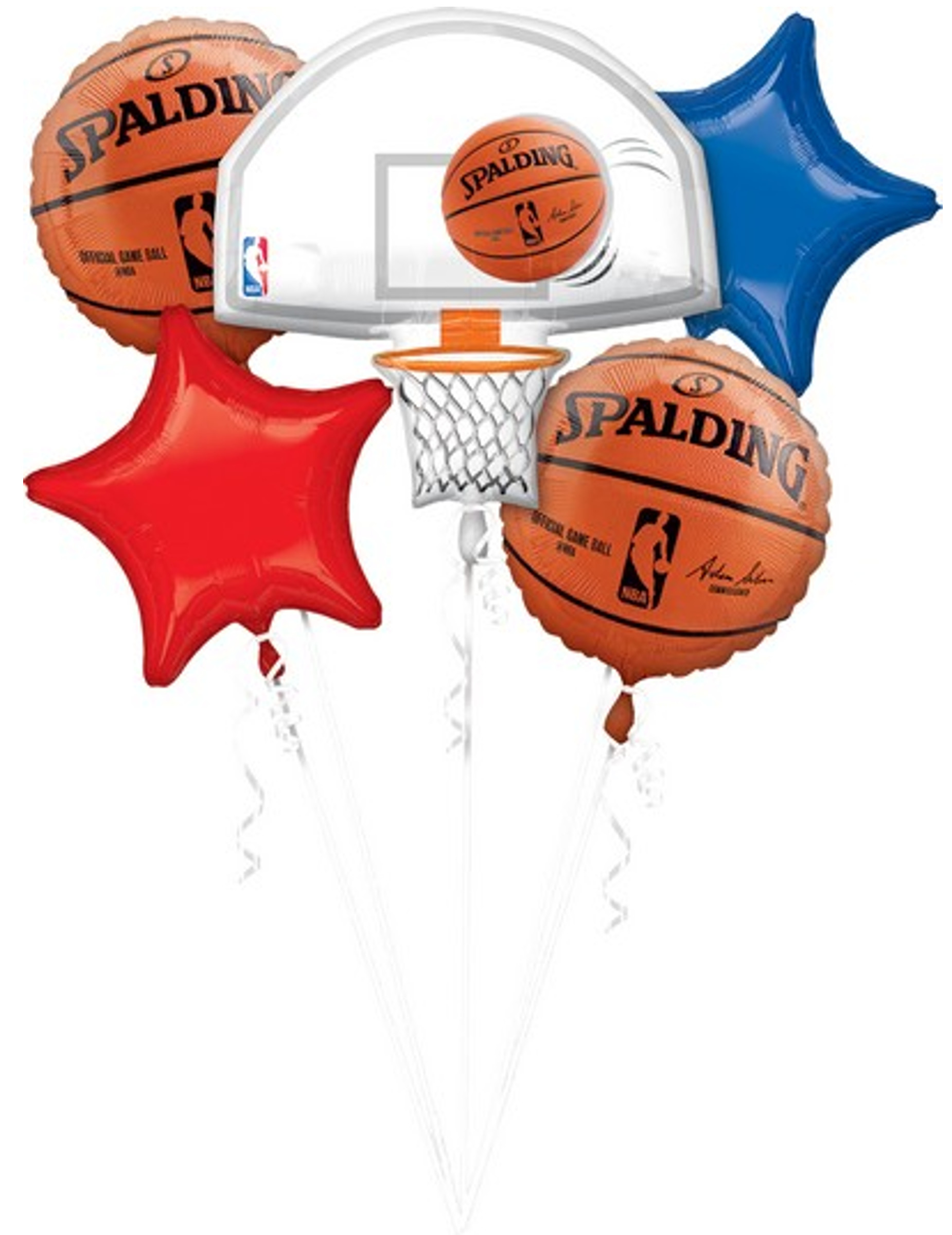 Bouquet 5 ballons aluminium NBA Spalding