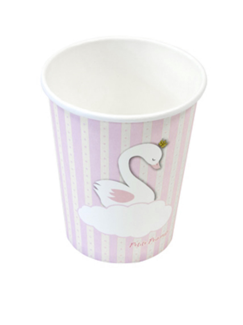 6 Gobelets en carton cygne rose 250 ml