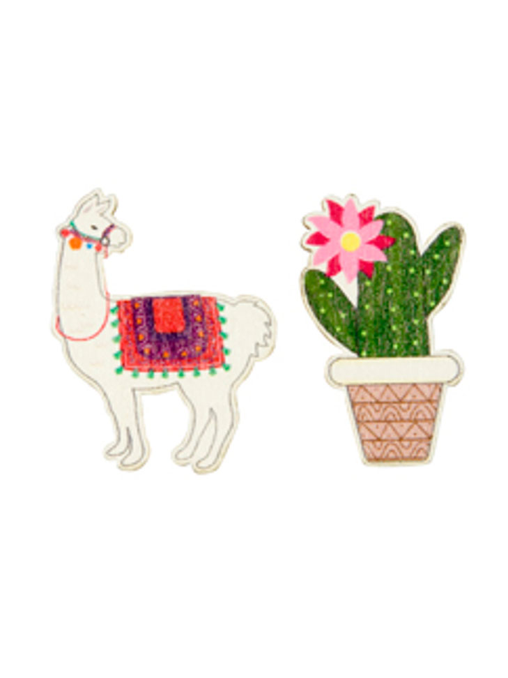 9 Confettis en bois lama cactus 3,5 x 4 cm