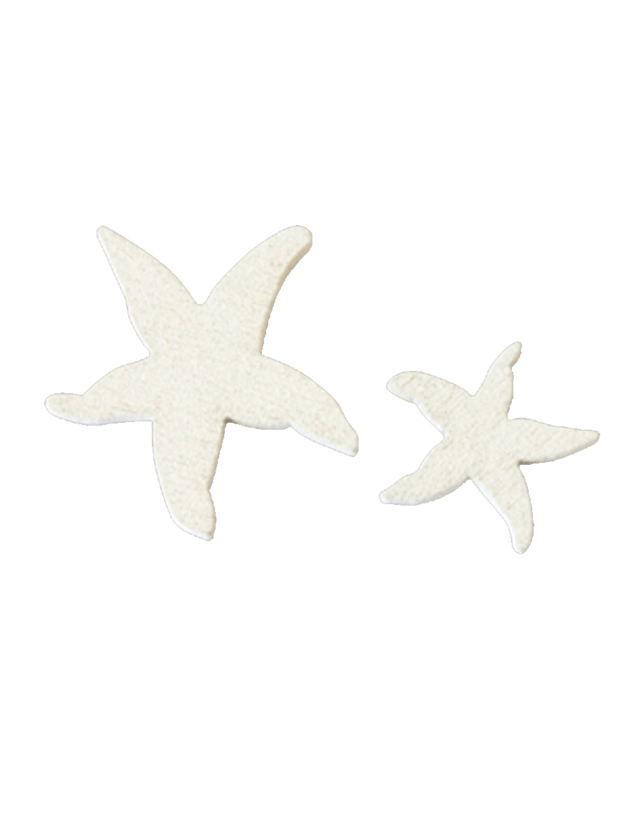 12 Confettis en bois étoiles de mer blanches 3 et 2 cm