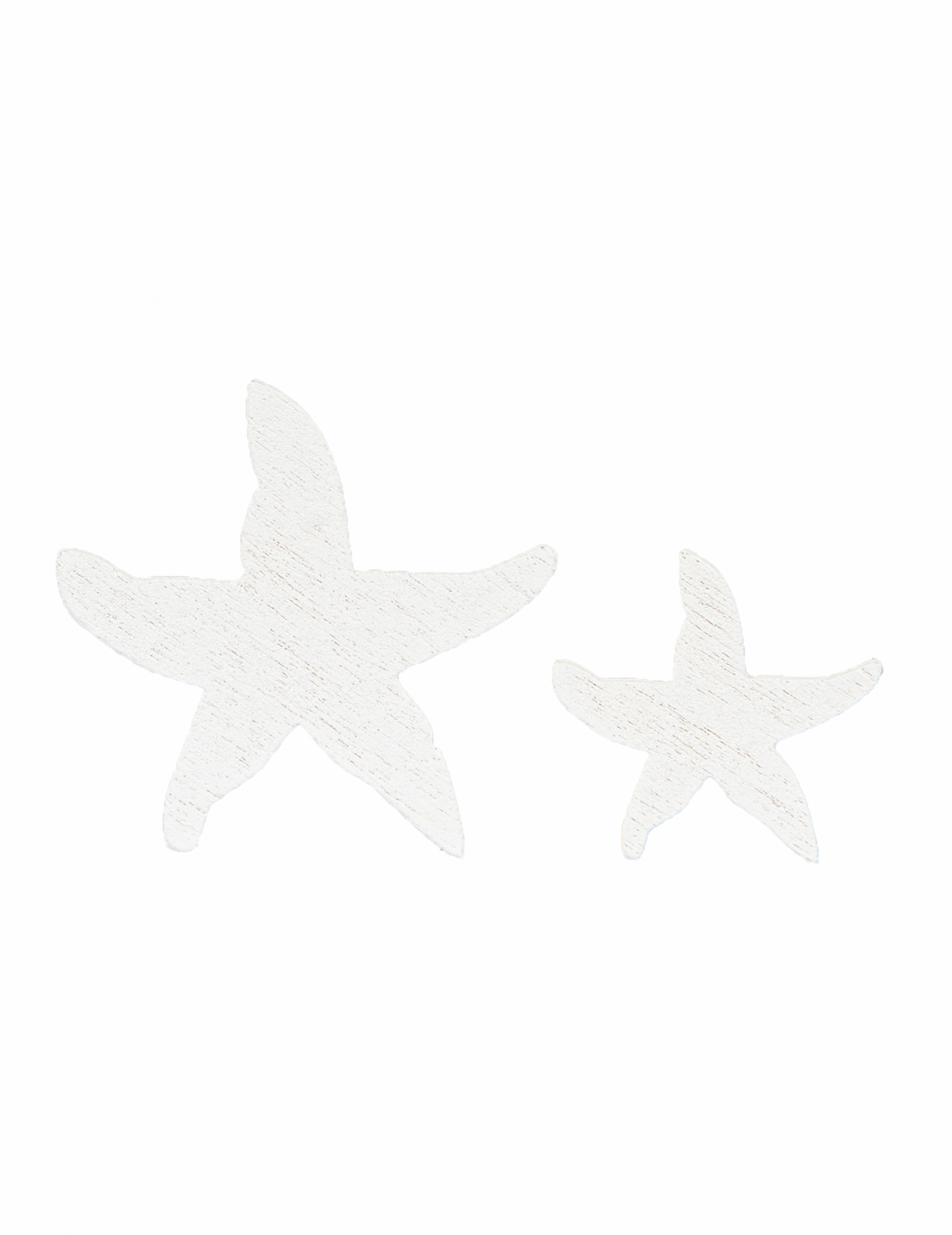 12 Confettis en bois étoiles de mer blanches 3 et 2 cm