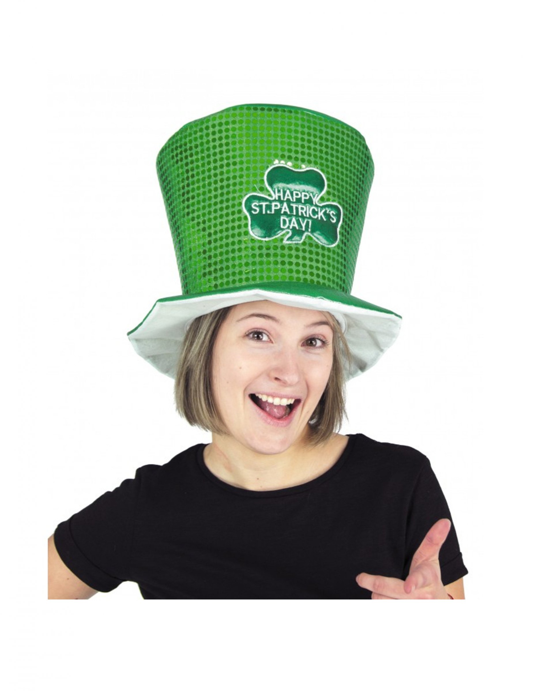 Haut de forme happy St Patrick's day vert adulte