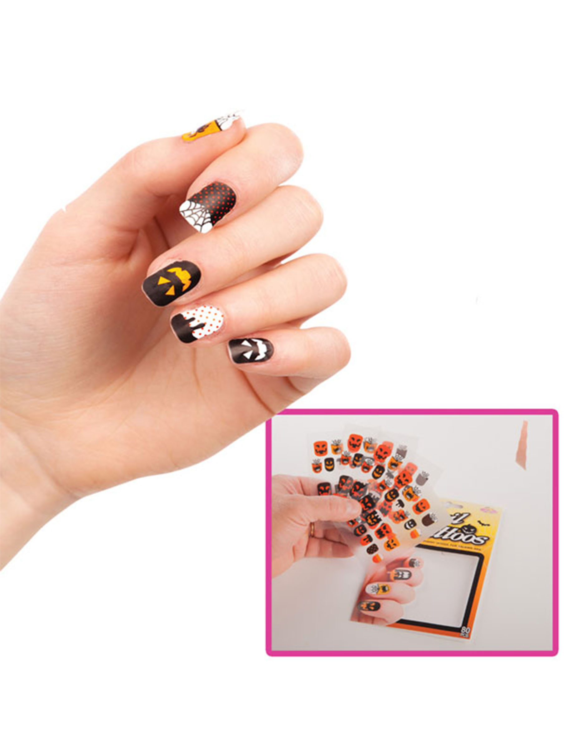 80 ongles tatoo adhésifs halloween adulte