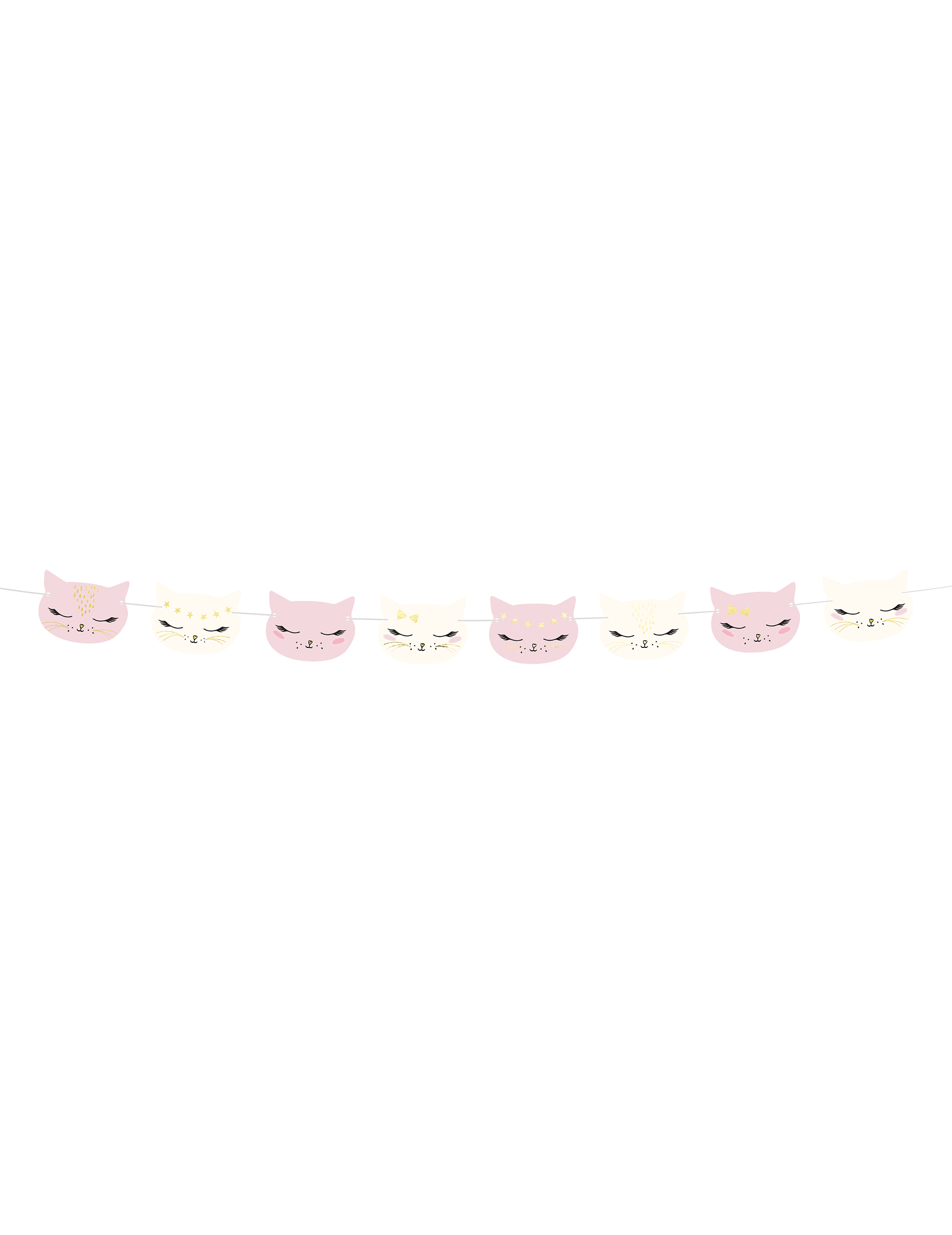 Guirlande en carton chaton rose et blanc 8,5 cm x 1,4 m