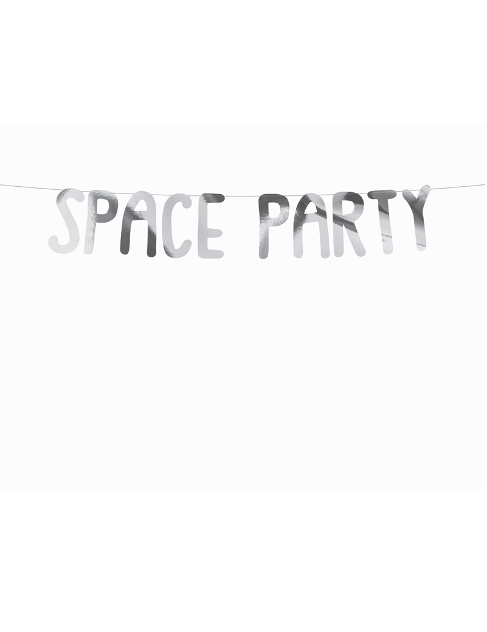 Guirlande en carton space party argentée 13 x 96 cm