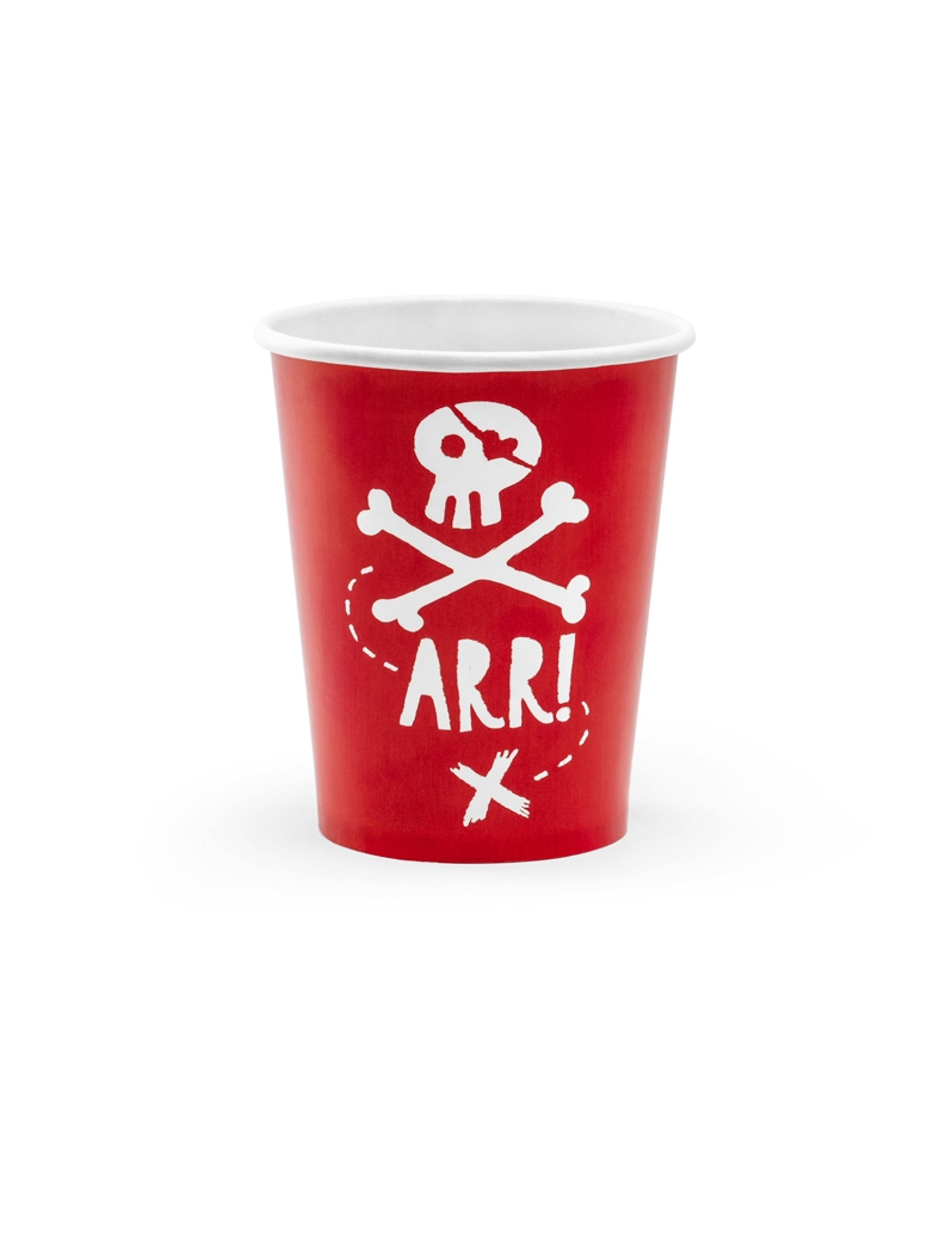 6 Gobelets en carton fête de pirate rouges 220 ml