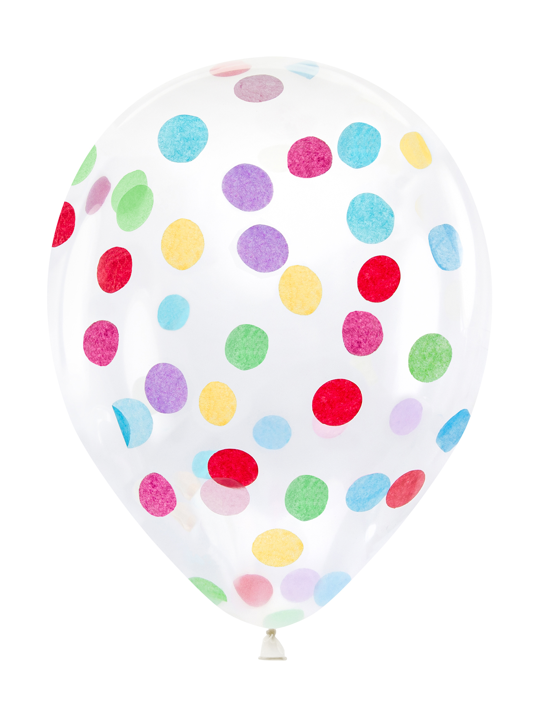 6 Ballons en latex transparents avec confettis multicolores 30 cm