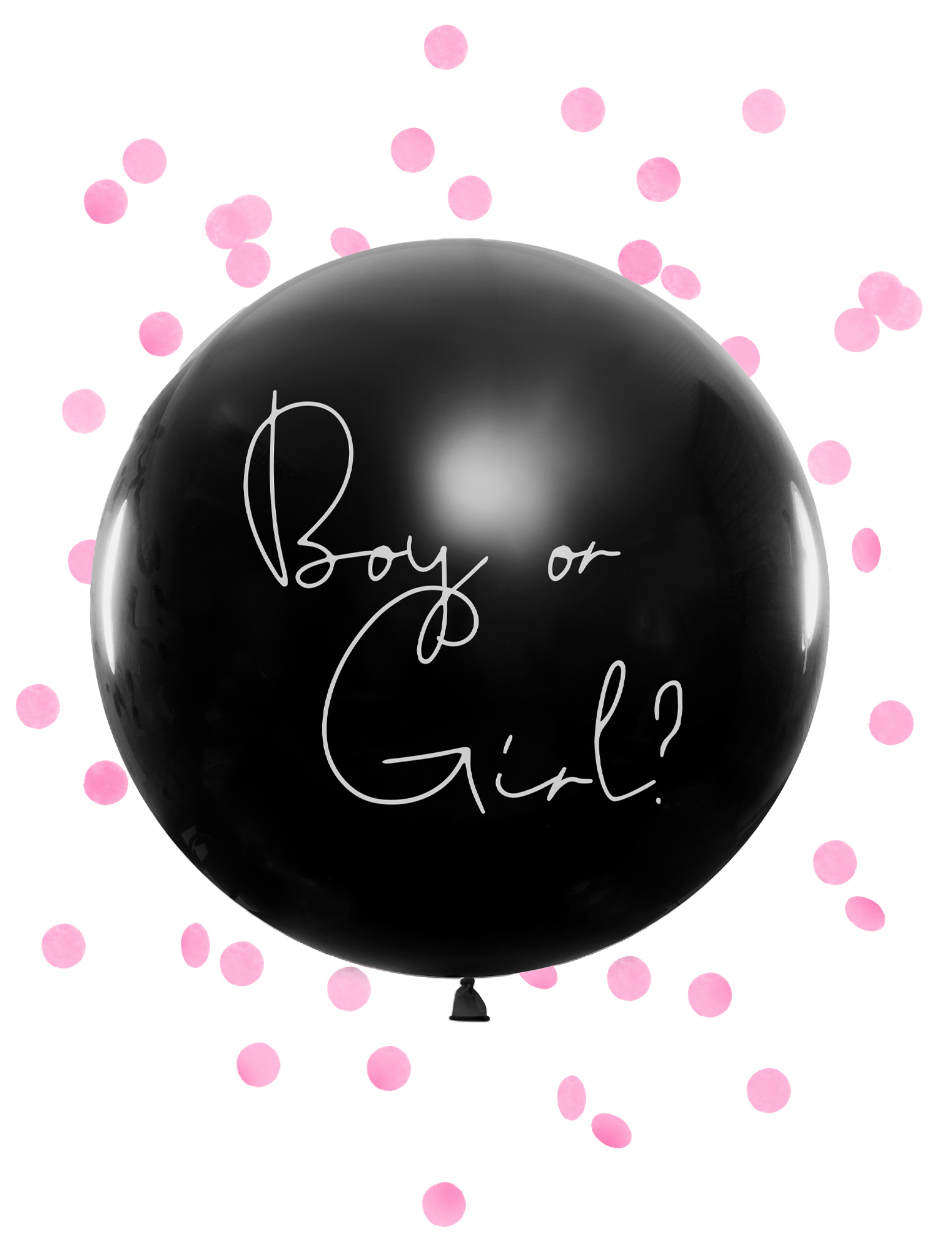 Ballon géant en latex boy or girl confettis roses 1 m