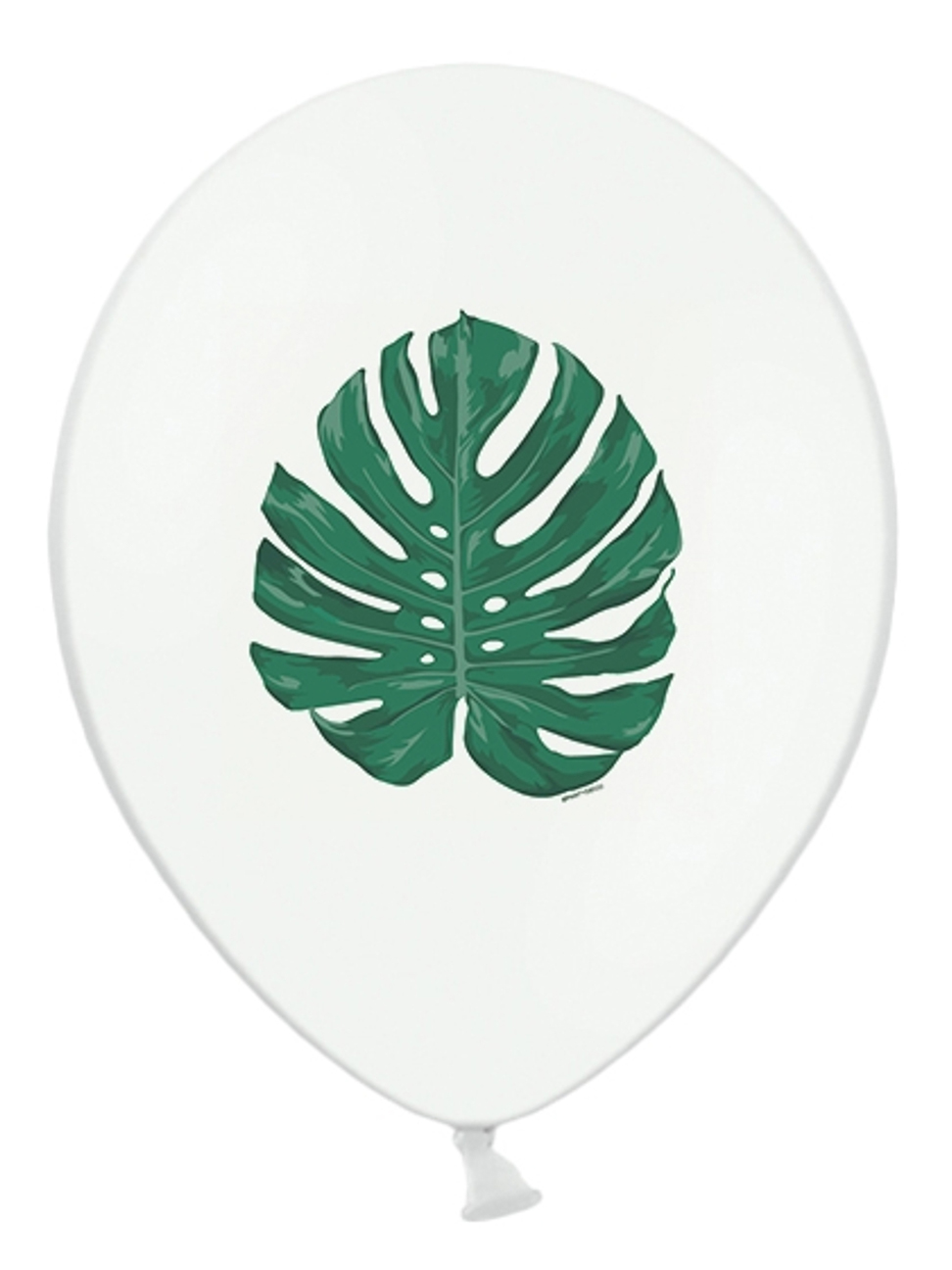 6 Ballons en latex blancs feuille tropicale verte 30 cm