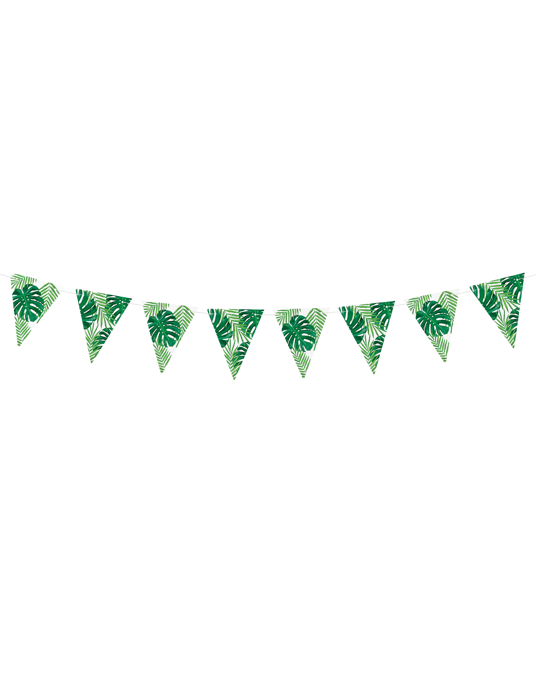 Guirlande de fanions en carton feuilles tropicales 15 cm x 1,3 m