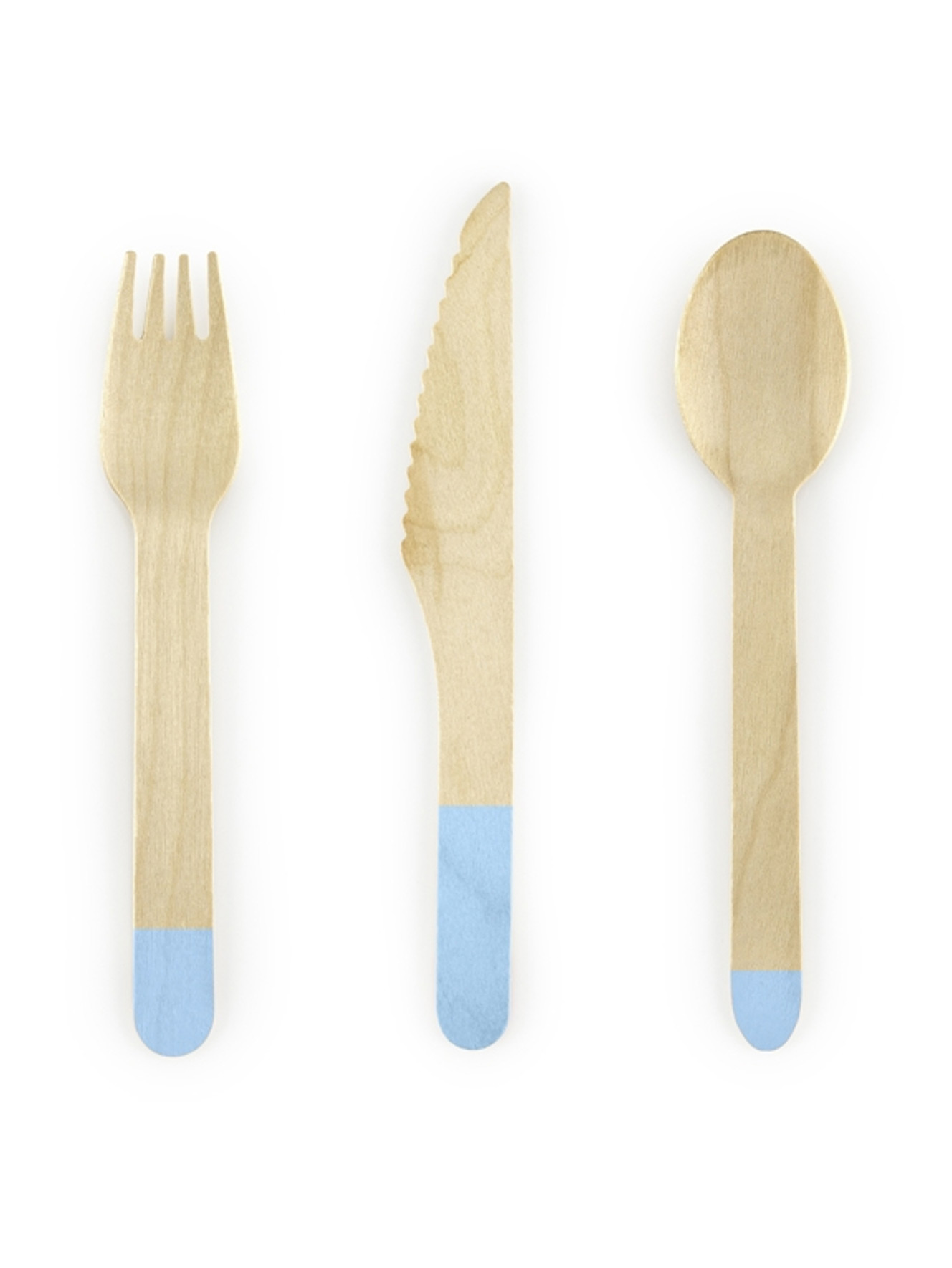 18 Couverts en bois bleu ciel 16 cm