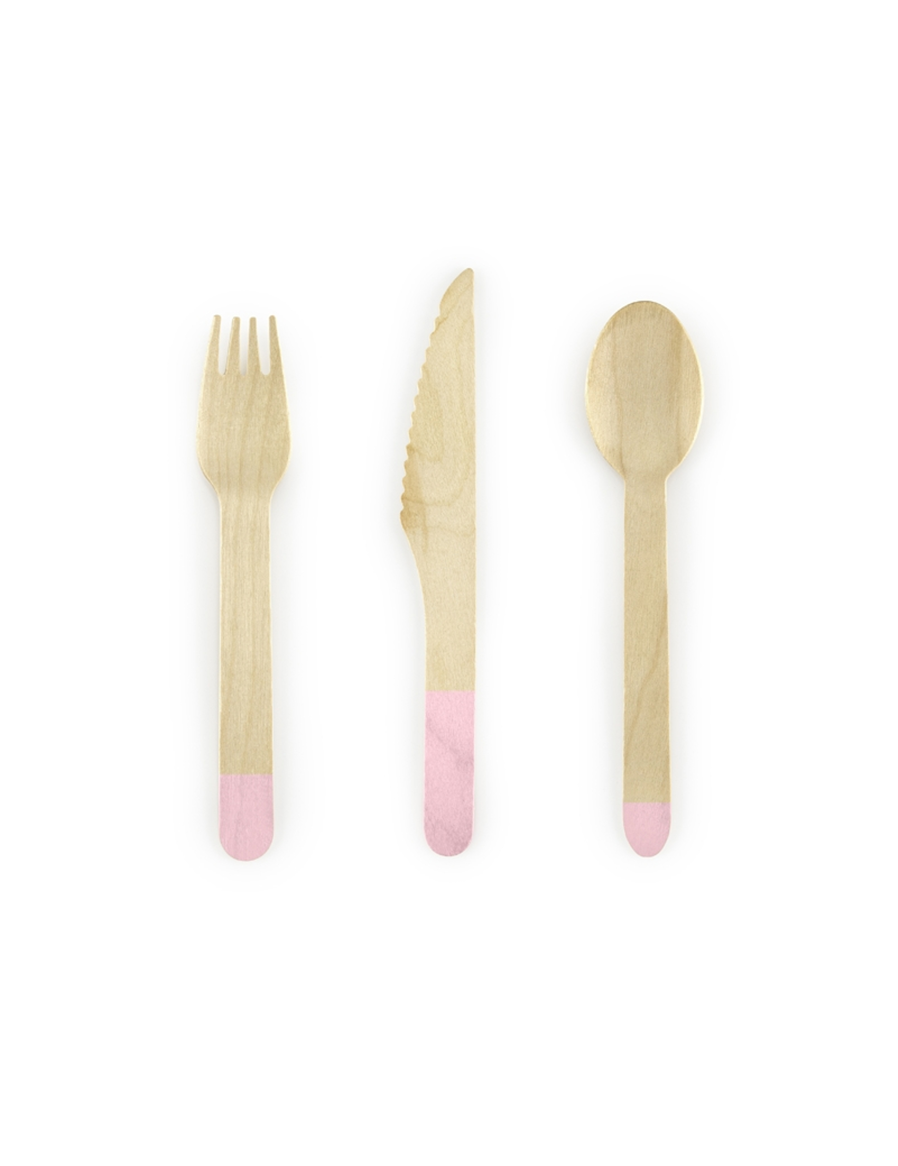 18 Couverts en bois rose pâle 16 cm