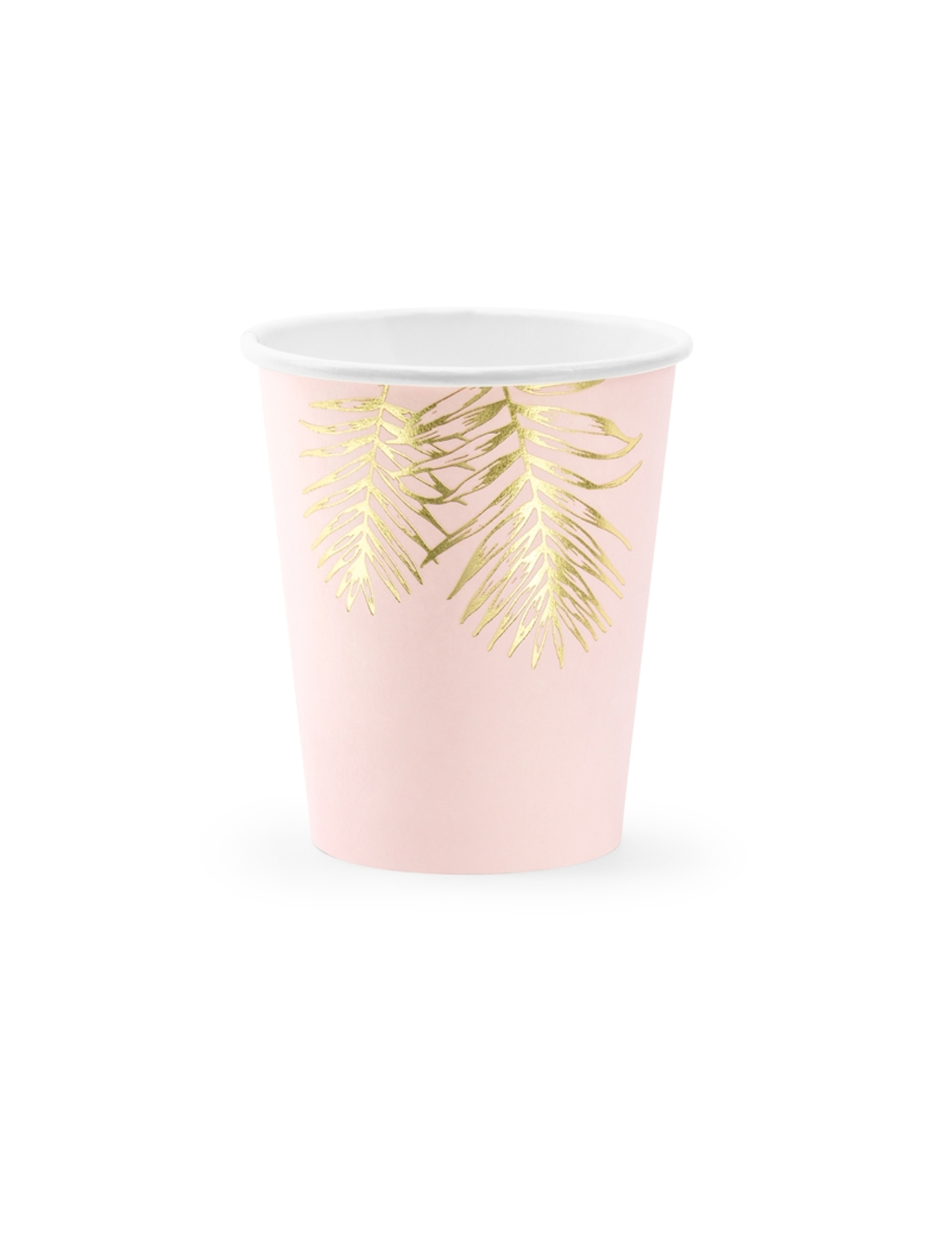 6 Gobelets en carton tropical roses et dorés 220 ml
