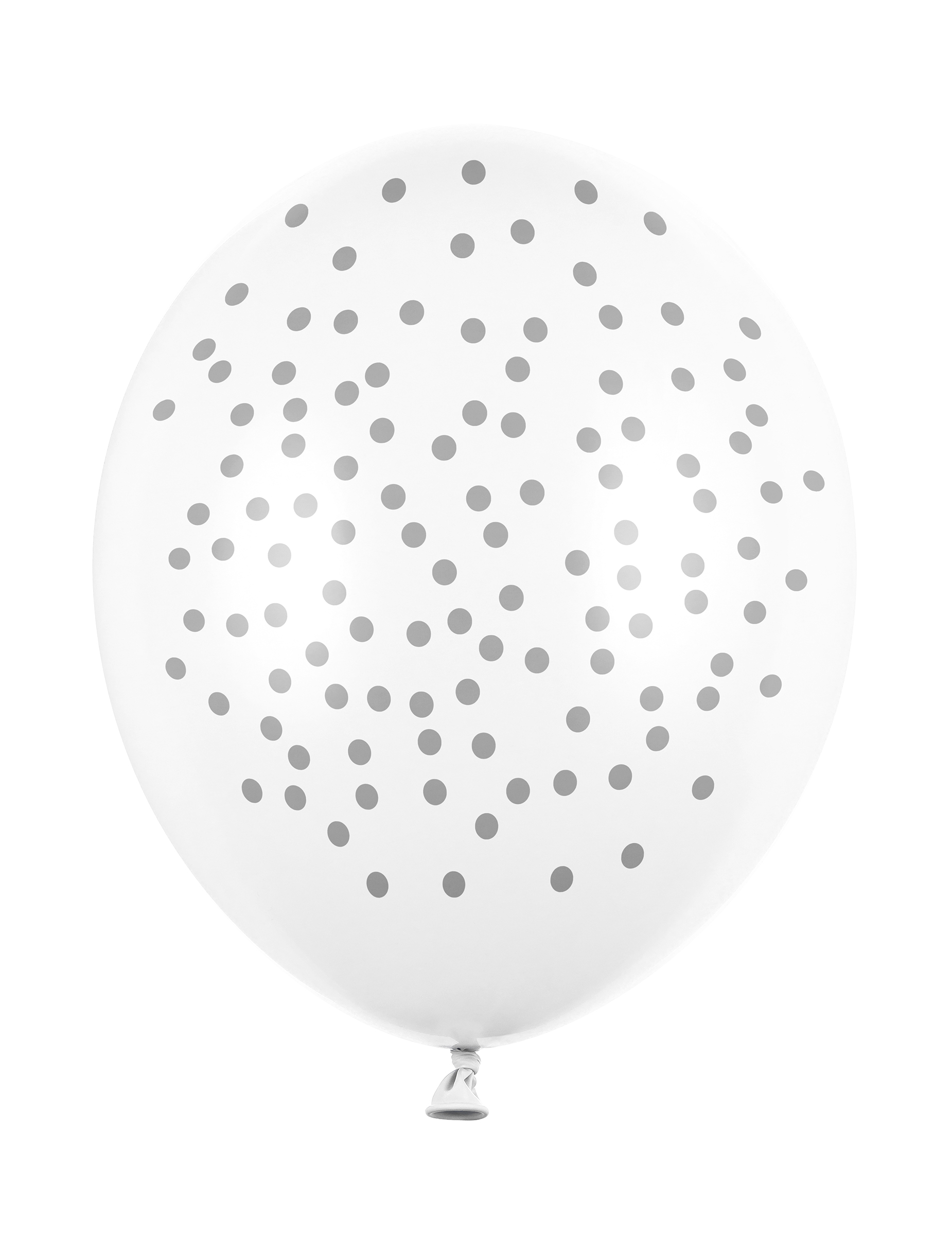 6 Ballons en latex blancs pois argentés 30 cm
