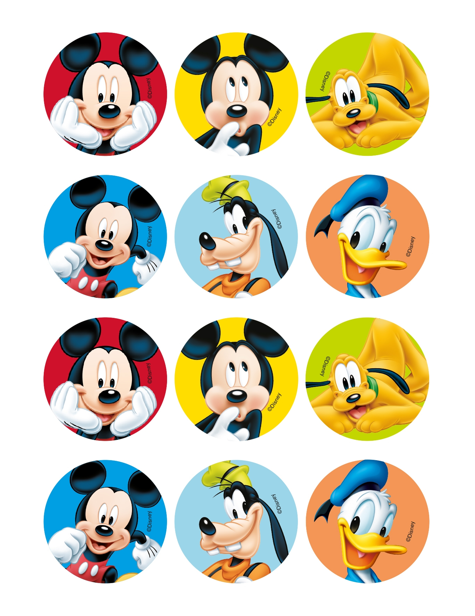 12 Décorations en azyme pour biscuits Mickey et ses amis 6 cm