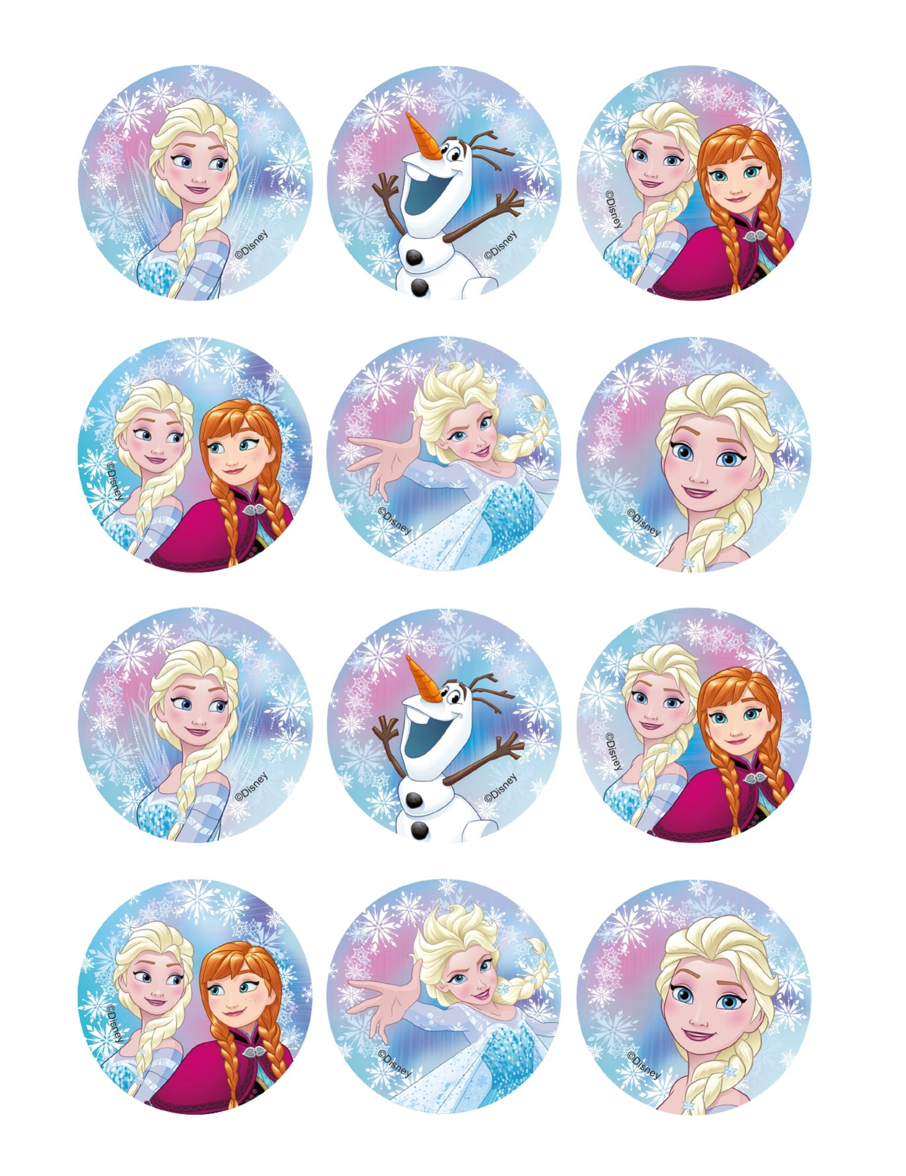 12 Décorations en amidon pour biscuits La Reine des Neiges 6 cm