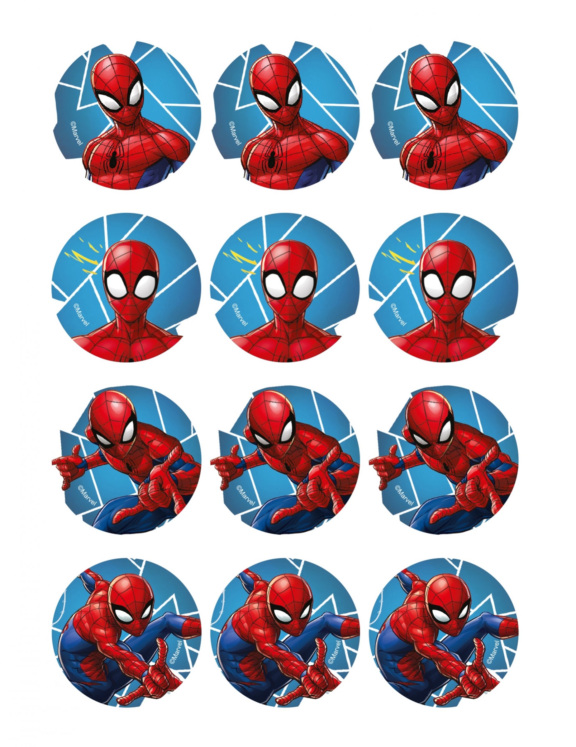 12 Décorations en azyme pour biscuits Spiderman 5,8 cm