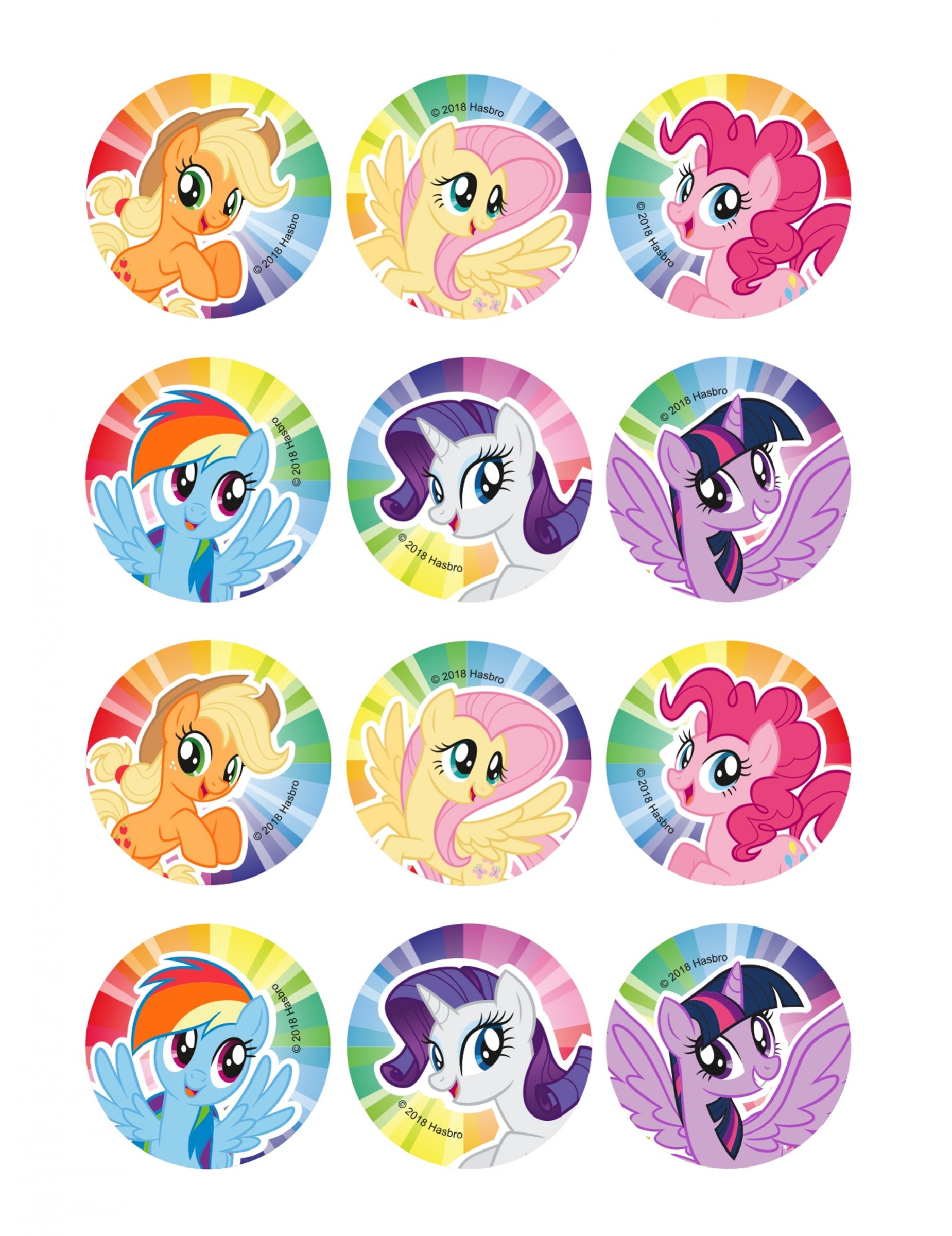 12 Décorations en sucre pour biscuits My Little Pony 6 cm