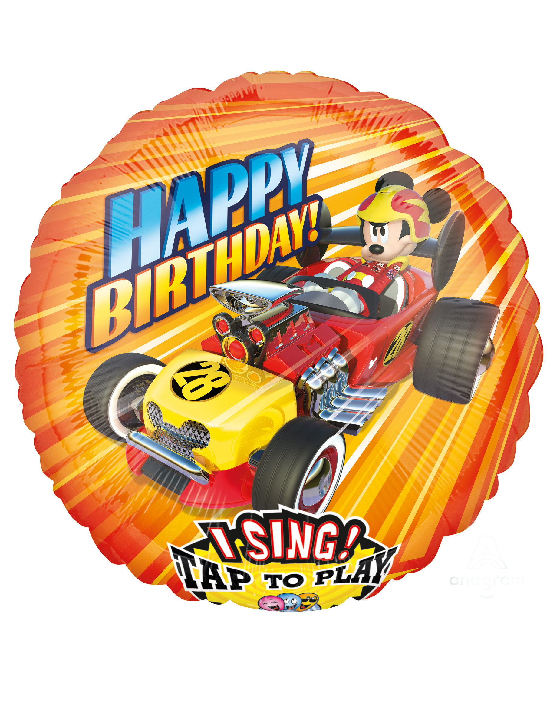 Ballon en aluminium musical Mickey Roadster Racers 71 x 71 cm