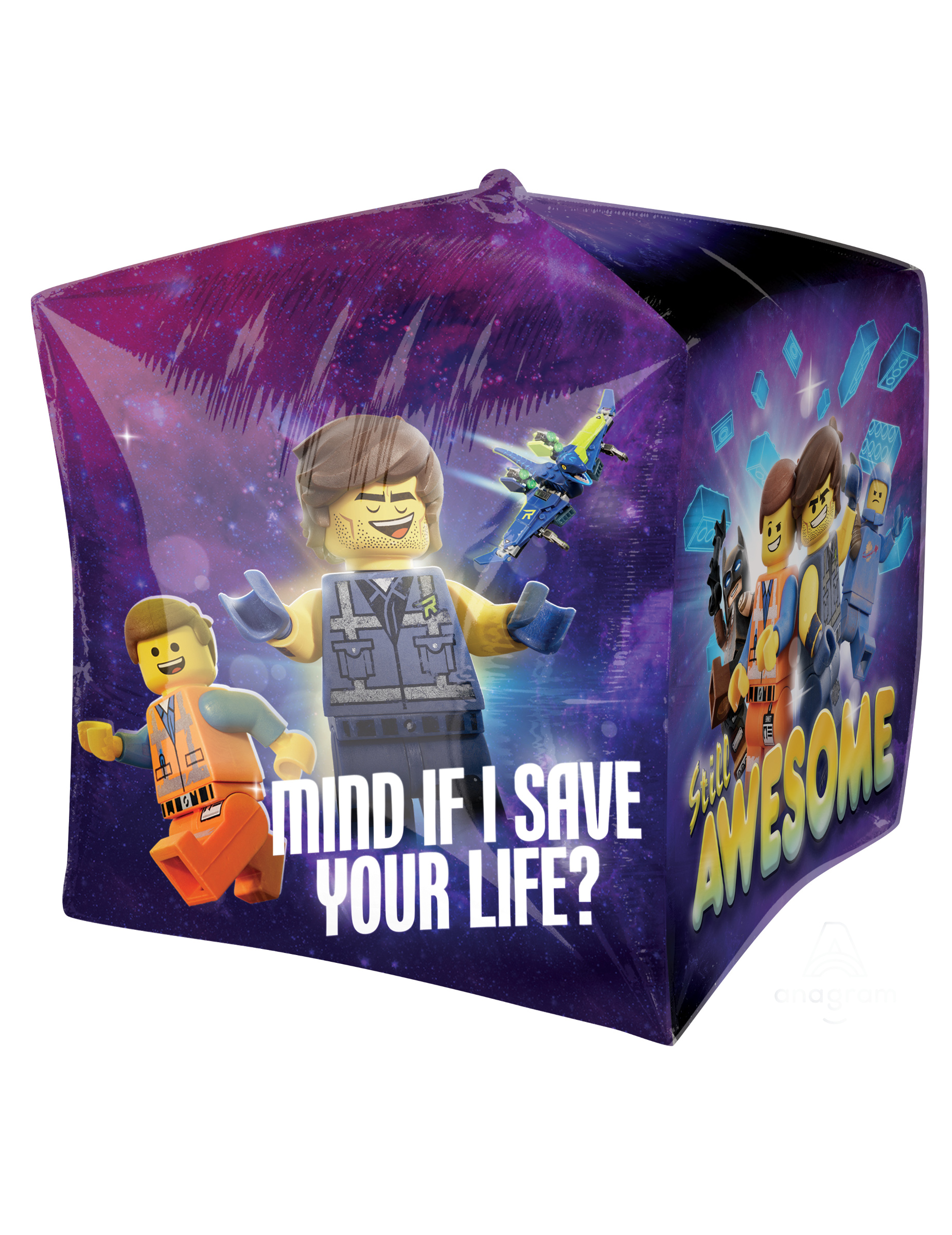Ballon en aluminium cube La Grande Aventure Lego 2 38 x 38cm